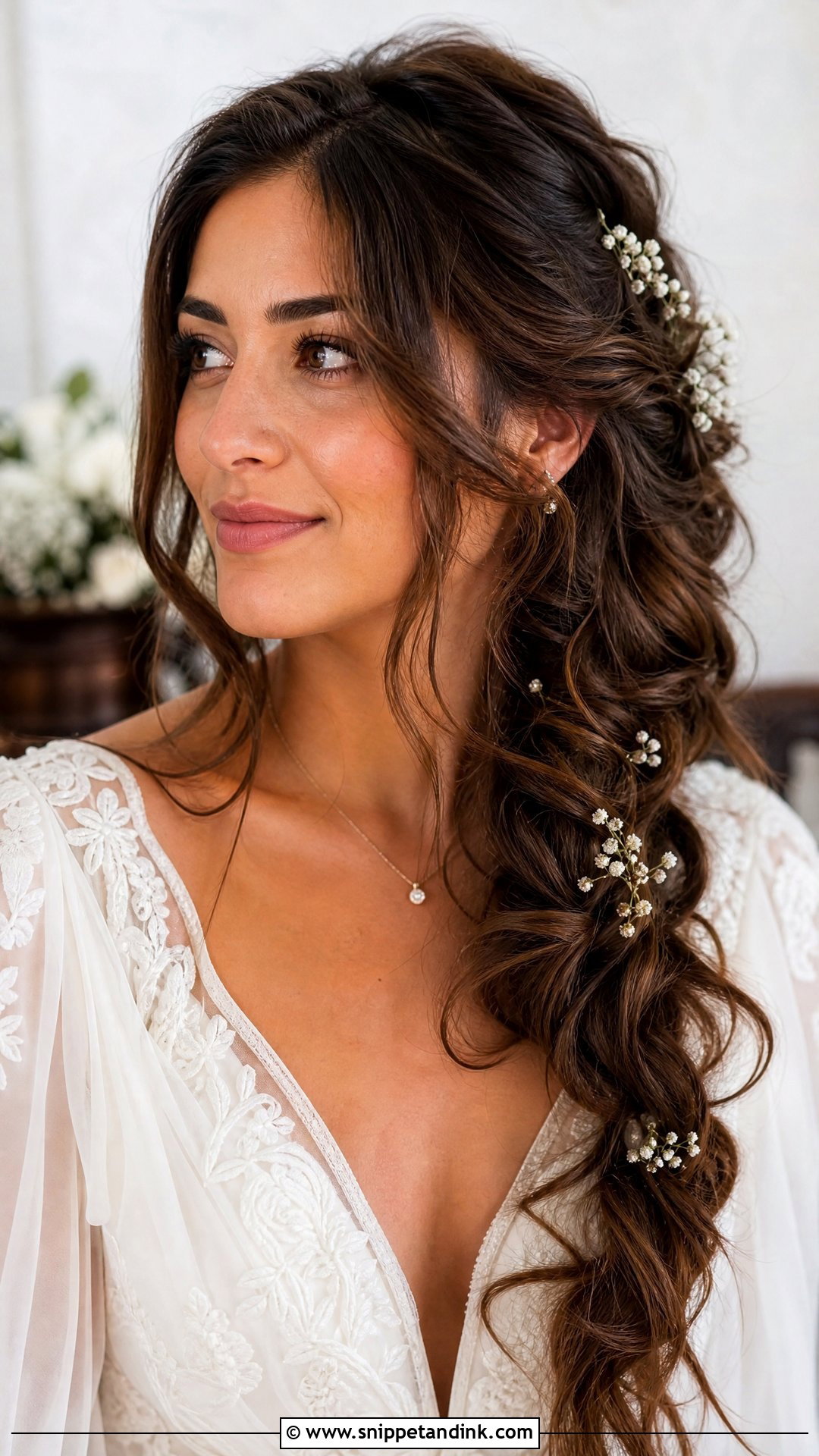 Brown Bridal Hair With Loose Braid - Snippet and Ink - 15 Bride Brown Hair Ideas