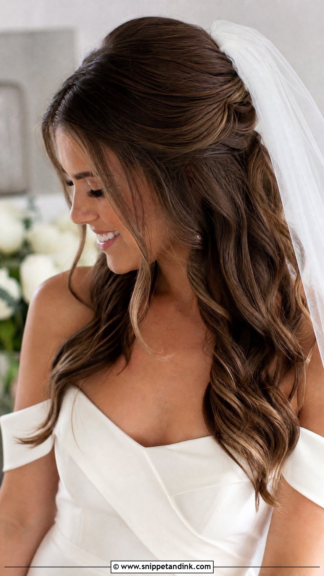Brown Bridal Hair With Veil - Snippet and Ink - 15 Bride Brown Hair Ideas