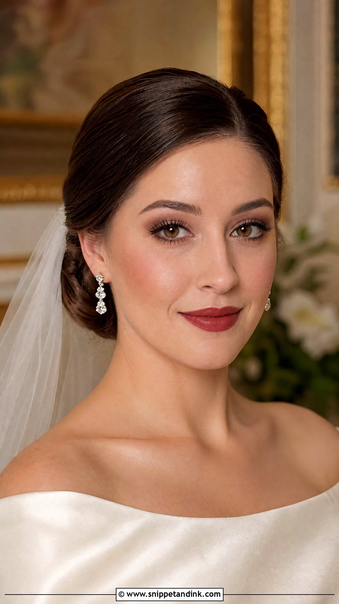 Brown Bridal Makeup With Red Lip - Snippet and Ink - 20 Brown Bridal Makeup Ideas