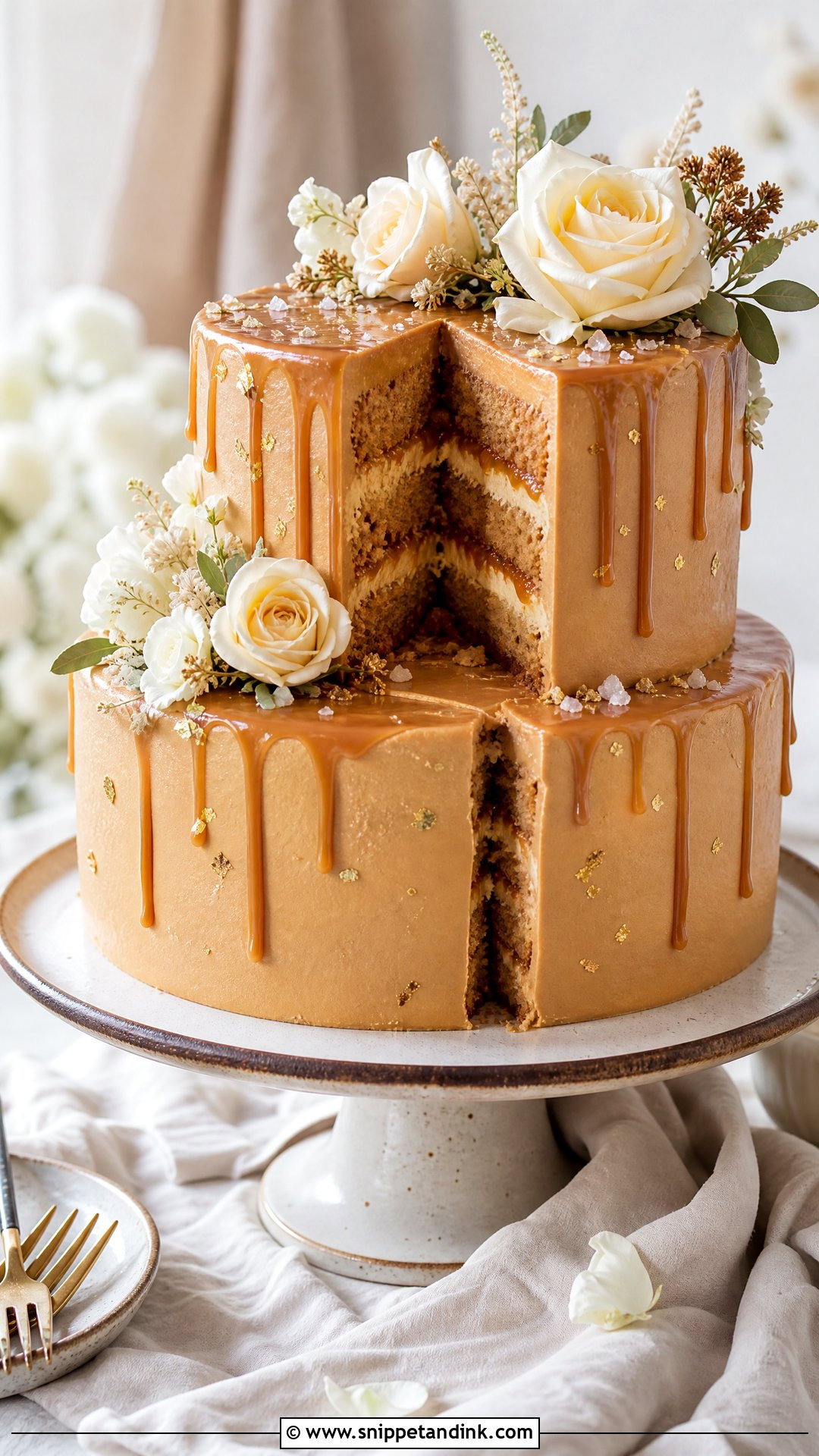 Brown Butter Salted Caramel Wedding Cake - Snippet and Ink - 20 Wedding Cake Flavors
