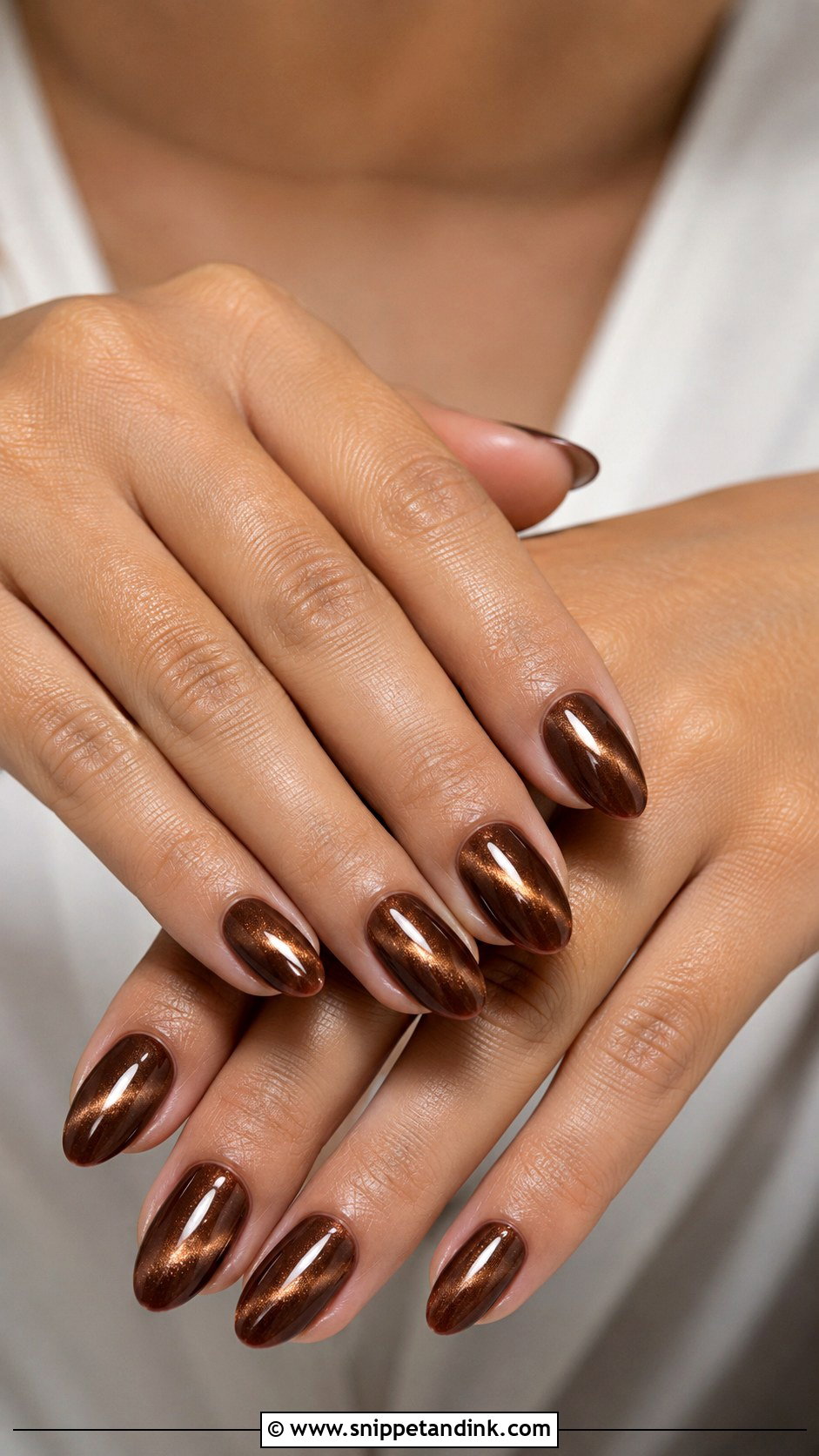 Brown Cat Eye Wedding Nails - Snippet and Ink - 20 Brown Wedding Nails