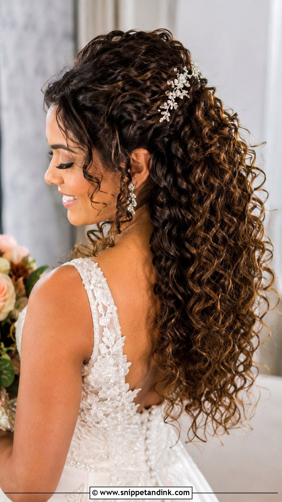 Brown Curly Natural Bridal Hair - Snippet and Ink - 20 Brown Bridal Hair Ideas