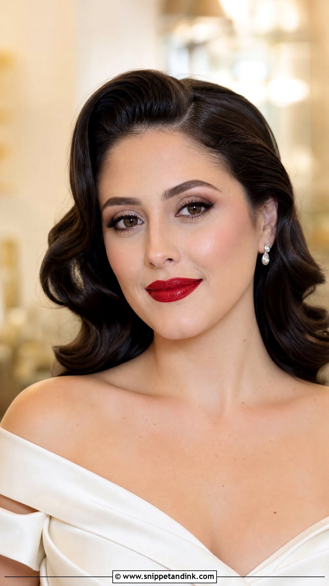 Brown Eyes Bridal Makeup With Red Lip - Snippet and Ink - 30 Romantic Bridal Wedding Makeup for Brown Eyes