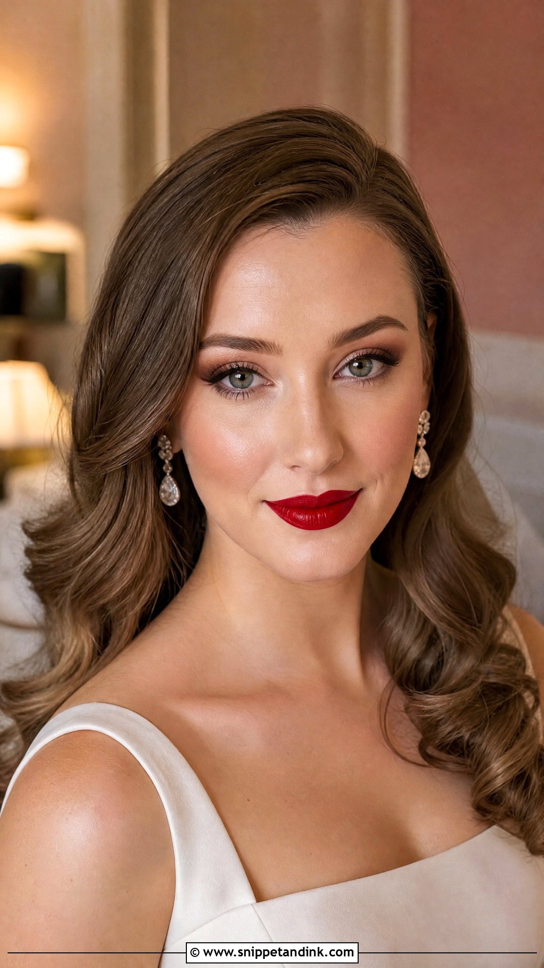 Brown Eyeshadow Wedding Makeup With Red Lipstick - Snippet and Ink - 20 Wedding Makeup Red Lipstick Ideas