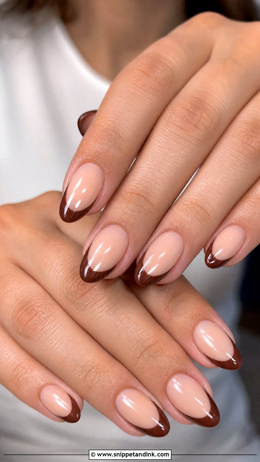 Brown French Tip Fall Wedding Guest Nails - Snippet and Ink - 25 Fall Wedding Nails for Guest