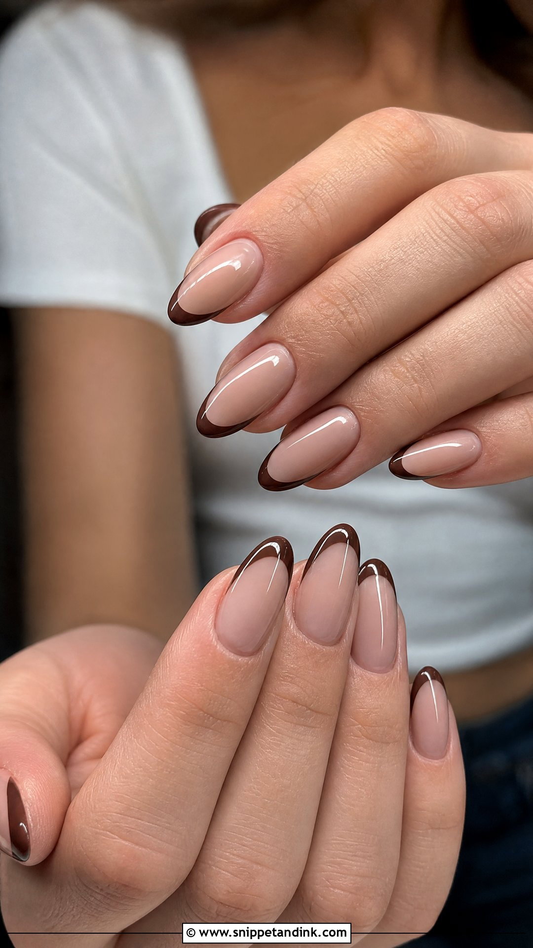 Brown French Tip Nails - Snippet and Ink - 25 Classy Nails for Wedding Guest