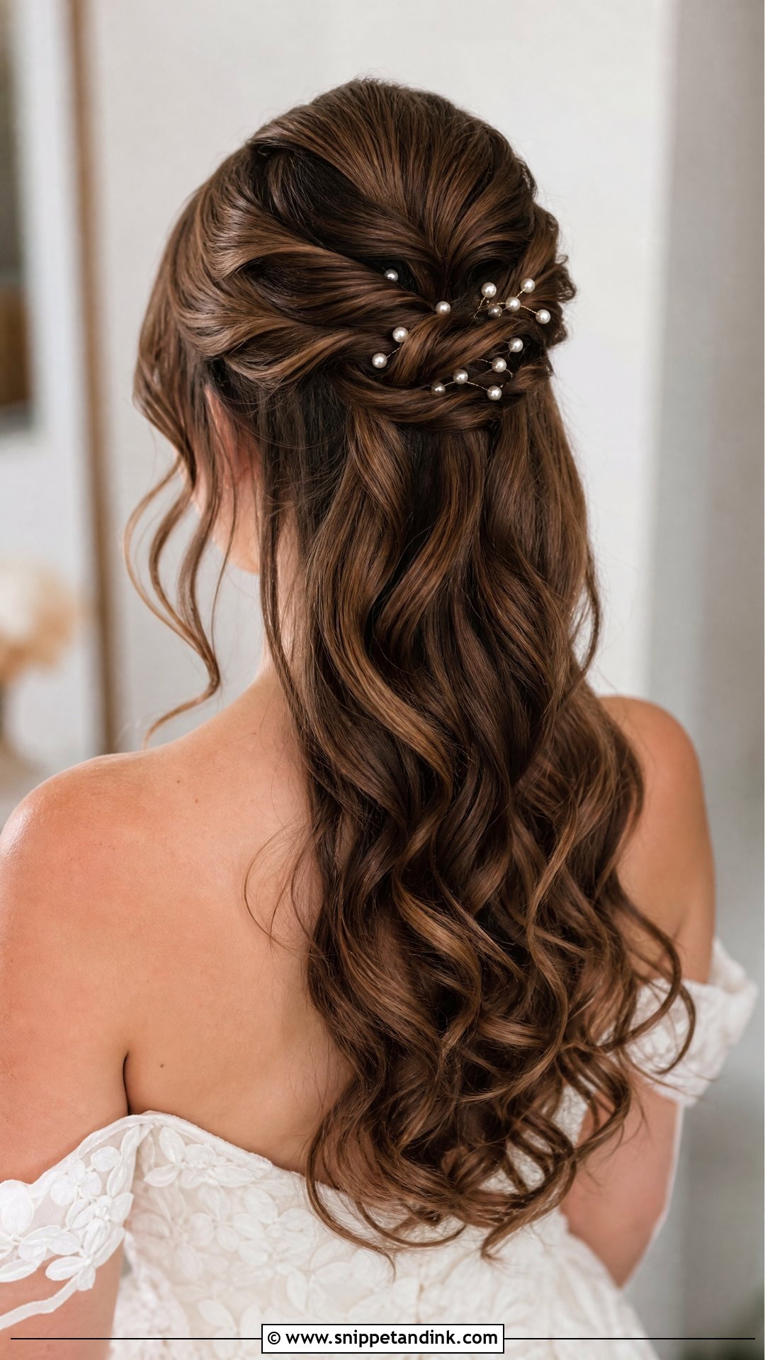 Brown Hair Bridal Half Up Half Down - Snippet and Ink - 15 Brown Hair Bridal Hairstyles