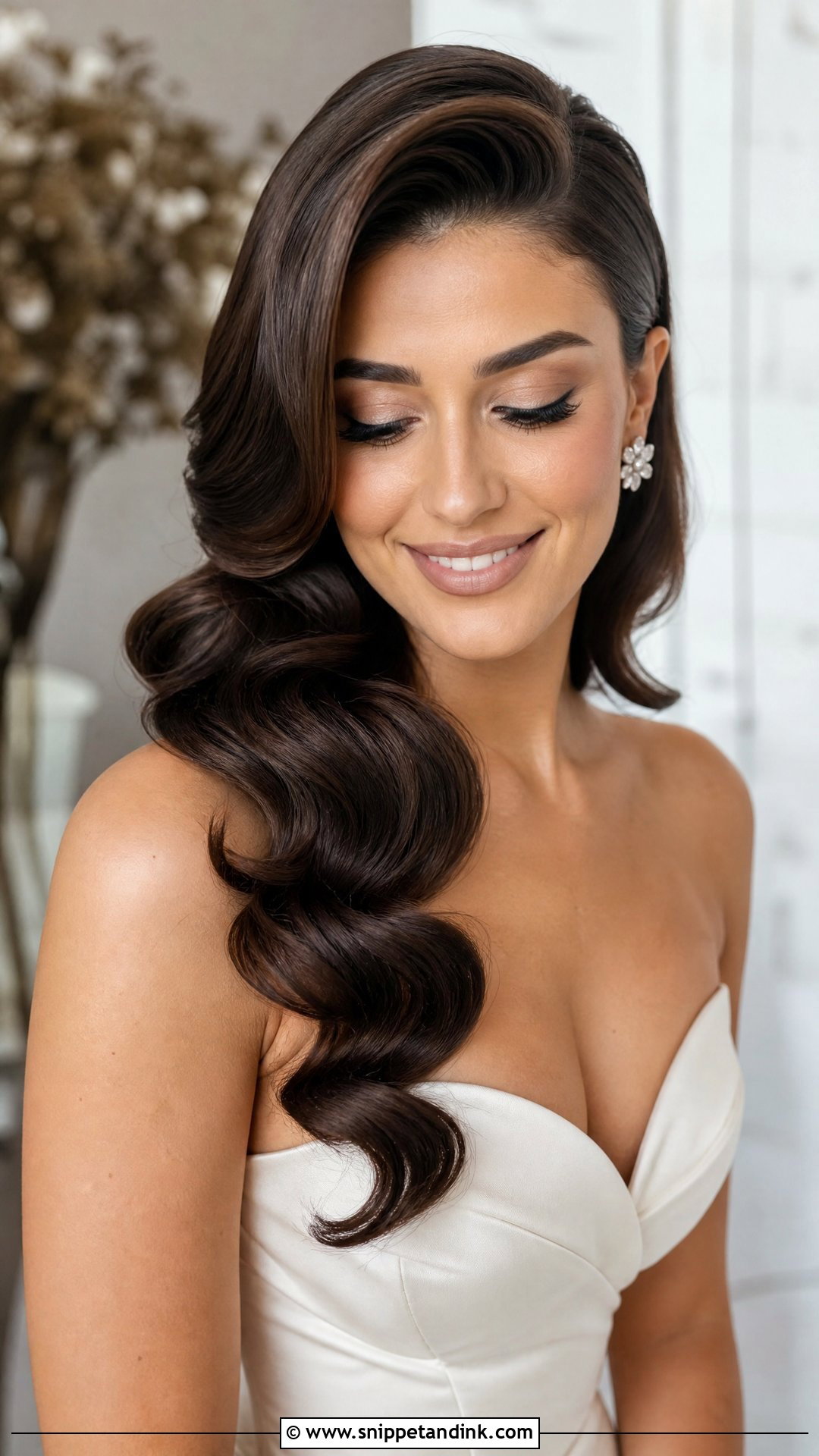 Brown Hair Bridal Hollywood Waves - Snippet and Ink - 15 Brown Hair Bridal Hairstyles
