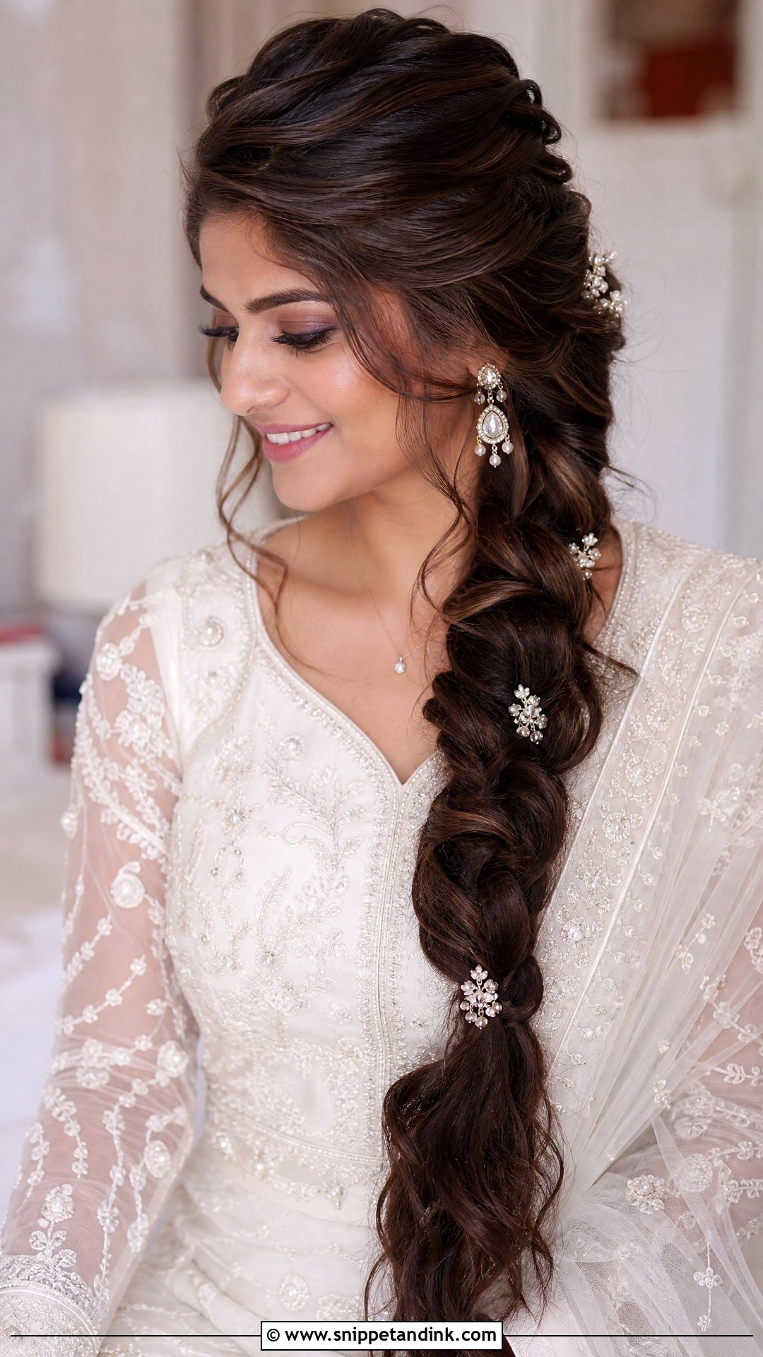 Brown Hair Bridal Long Braid - Snippet and Ink - 15 Brown Hair Bridal Hairstyles