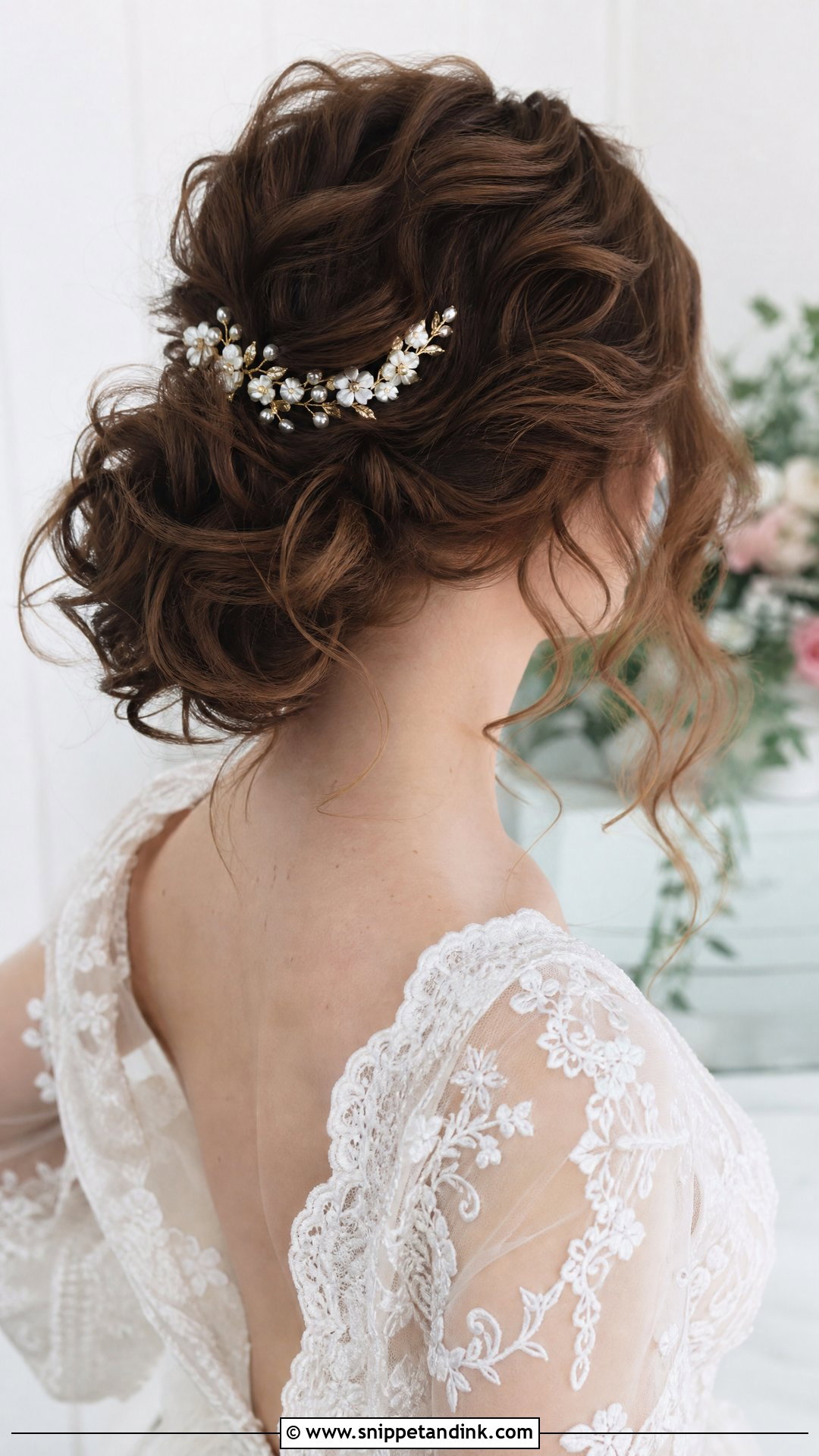 Brown Hair Bridal Messy Bun - Snippet and Ink - 15 Brown Hair Bridal Hairstyles