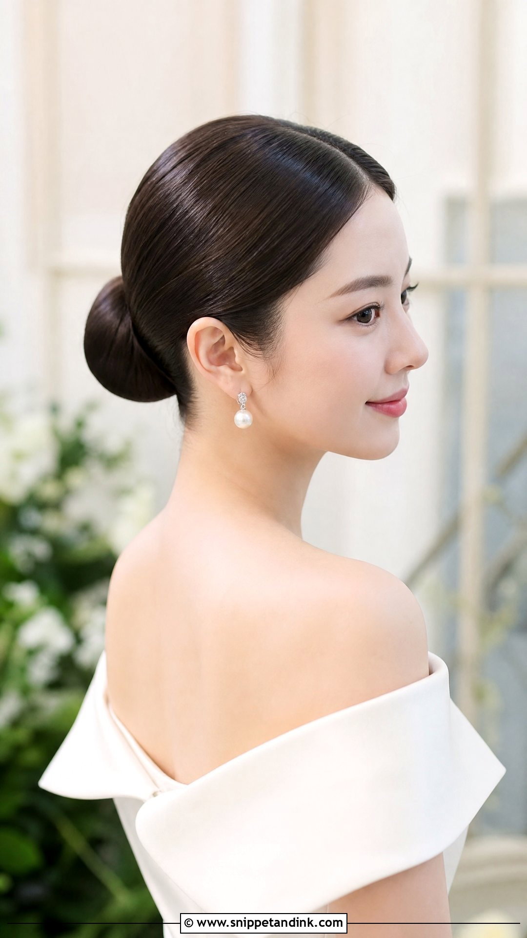 Brown Hair Bridal Sleek Bun - Snippet and Ink - 15 Brown Hair Bridal Hairstyles