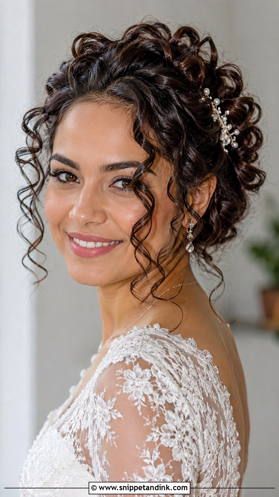 Brown Hair Curly Wedding Updo - Snippet and Ink - 20 Brown Hair Wedding Updo Ideas