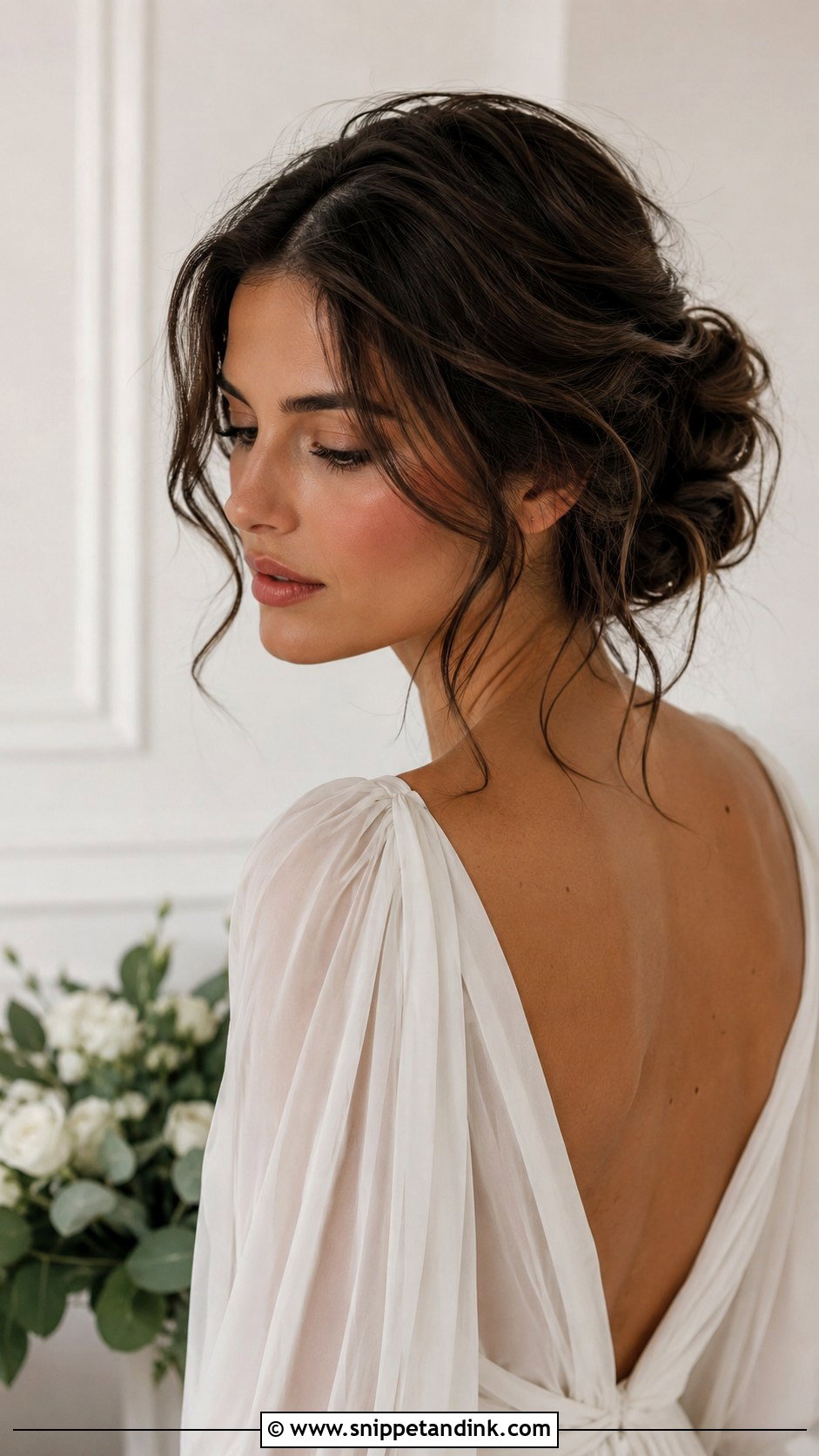 Brown Hair Loose Wedding Updo - Snippet and Ink - 20 Brown Hair Wedding Updo Ideas