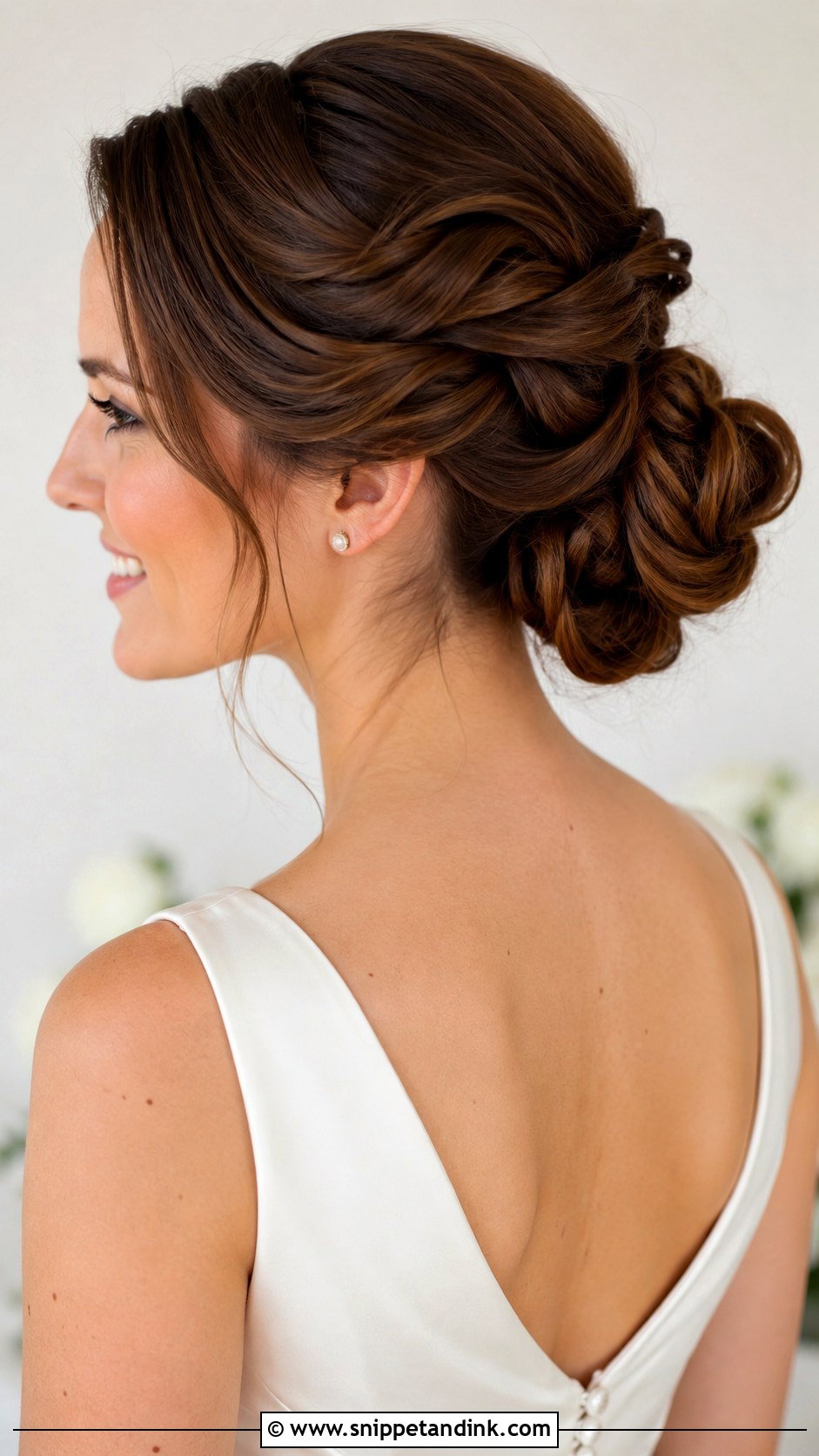 Brown Hair Twisted Wedding Updo - Snippet and Ink - 20 Brown Hair Wedding Updo Ideas