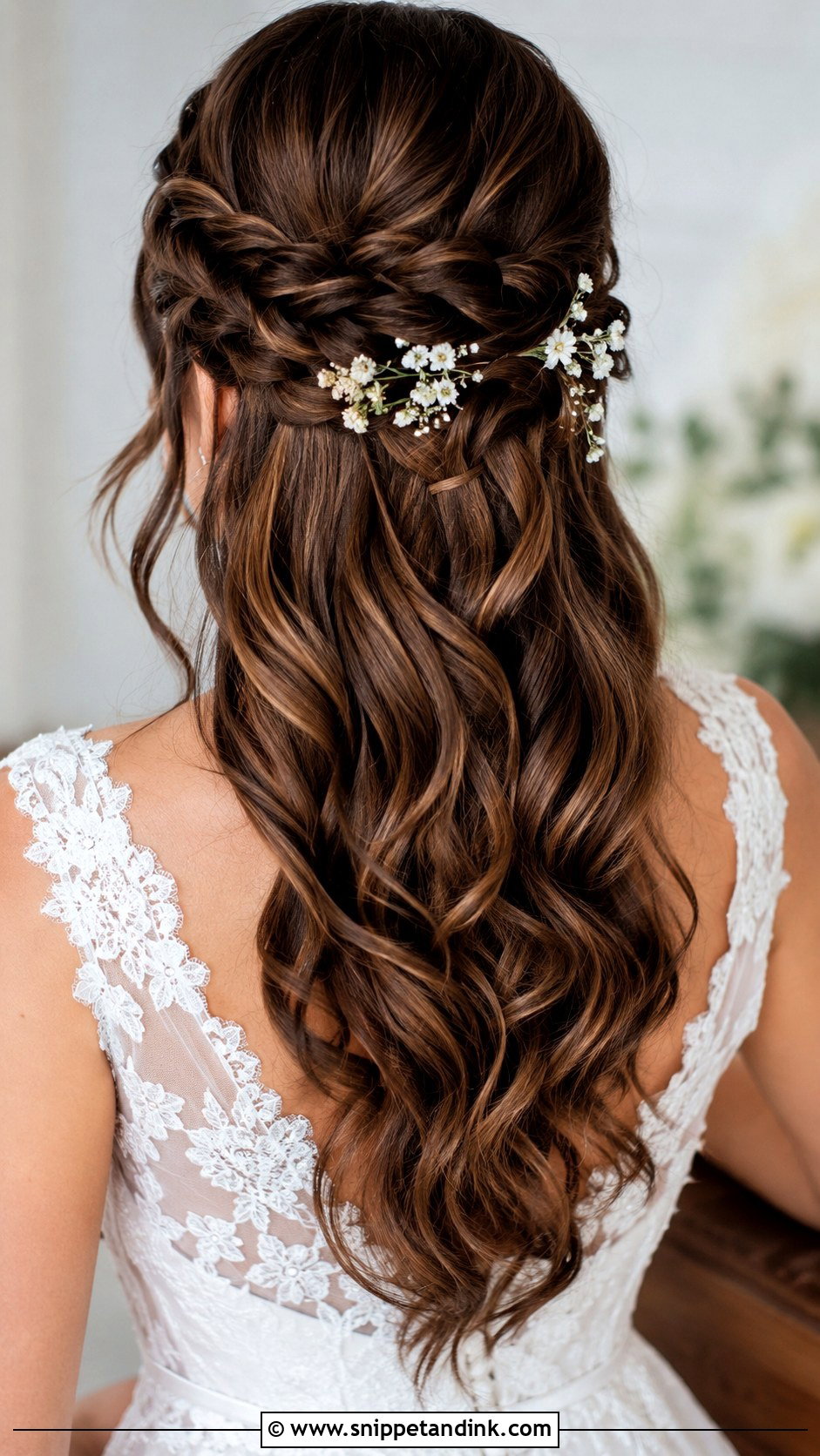 Brown Half Up Braided Wedding Hair - Snippet and Ink - 20 Brown Bridal Hair Ideas