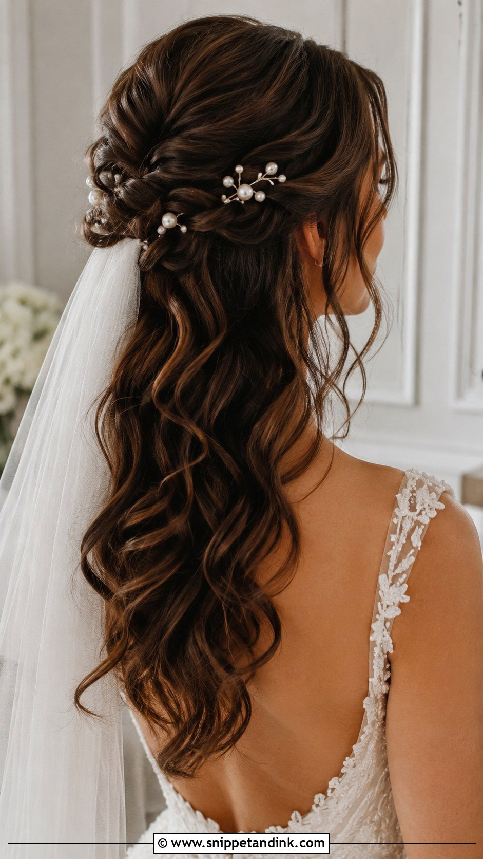 Brown Half Up Half Down Wedding Hair For Bride - Snippet and Ink - 20 Brown Half-Up Half-Down Wedding Hair Ideas
