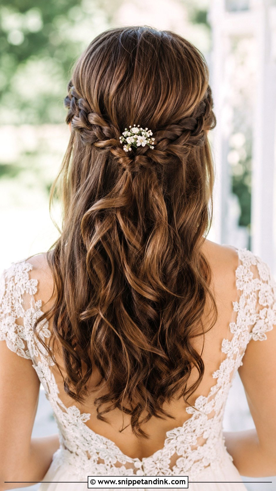 Brown Half Up Half Down Wedding Hair With Braids - Snippet and Ink - 20 Brown Half-Up Half-Down Wedding Hair Ideas
