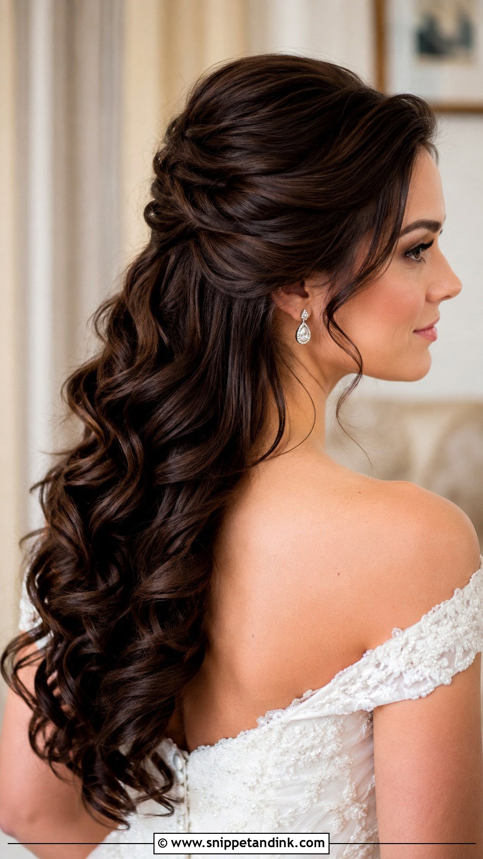Brown Half Up Half Down Wedding Hair With Volume - Snippet and Ink - 20 Brown Half-Up Half-Down Wedding Hair Ideas