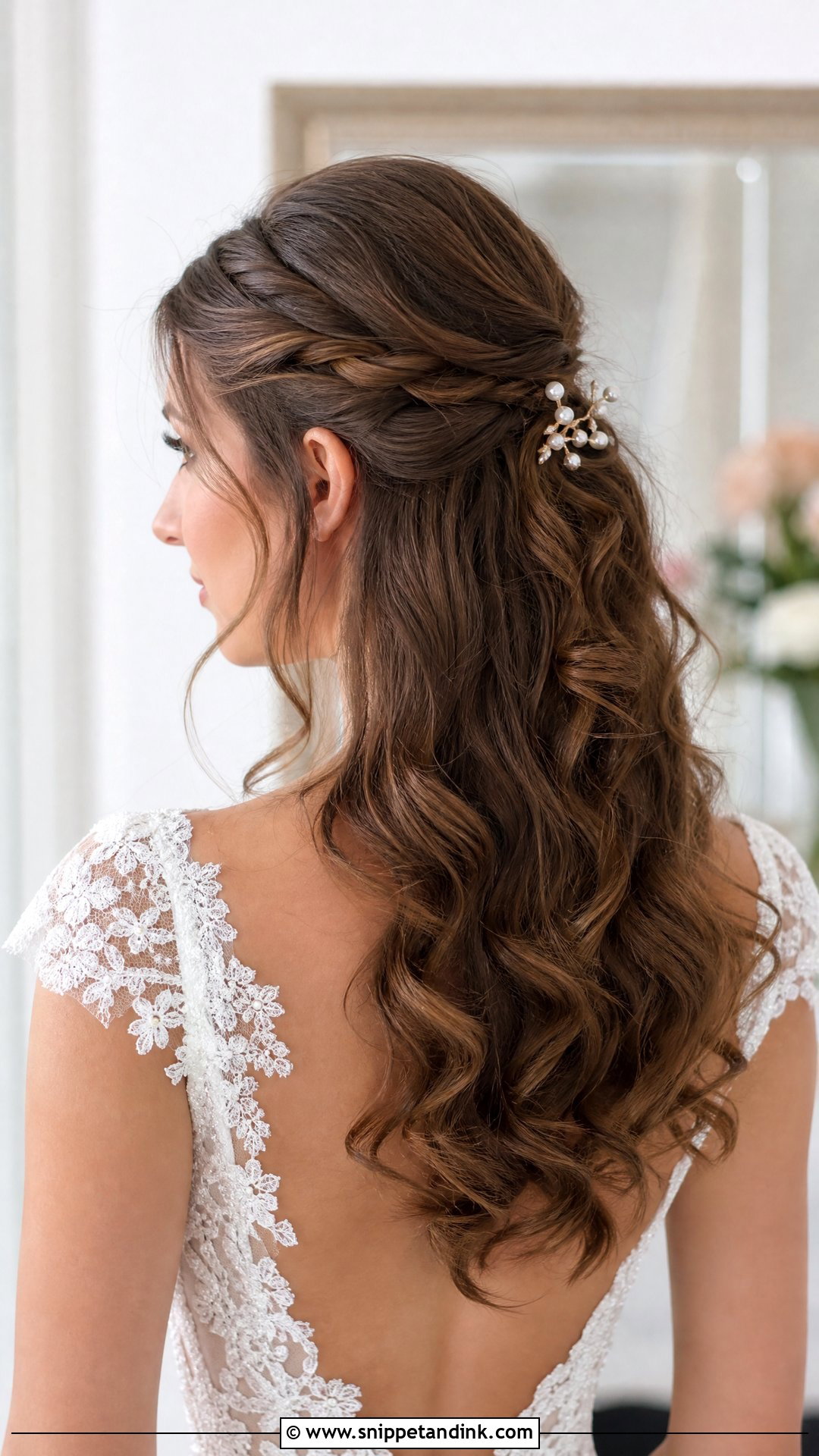 Brown Half Up Half Down Wedding Hair - Snippet and Ink - 20 Wedding Hair Brown Ideas