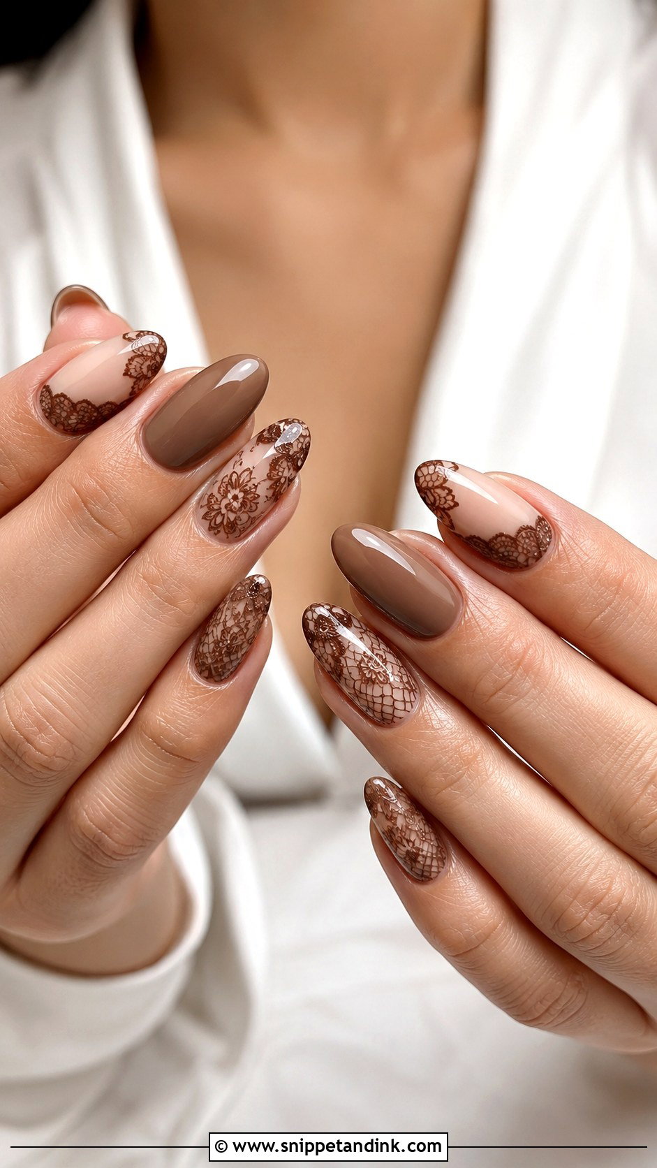 Brown Lace Wedding Nails - Snippet and Ink - 20 Brown Wedding Nails