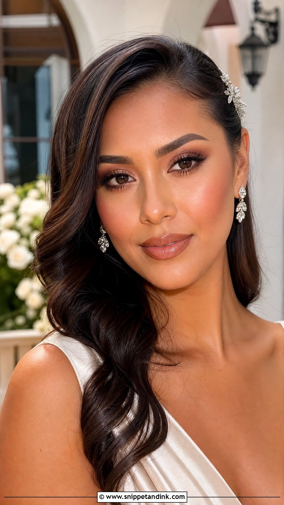 Brown Nude Bridal Lip Combo With Bronzed Makeup - Snippet and Ink - 25 Bridal Lip Combo Ideas