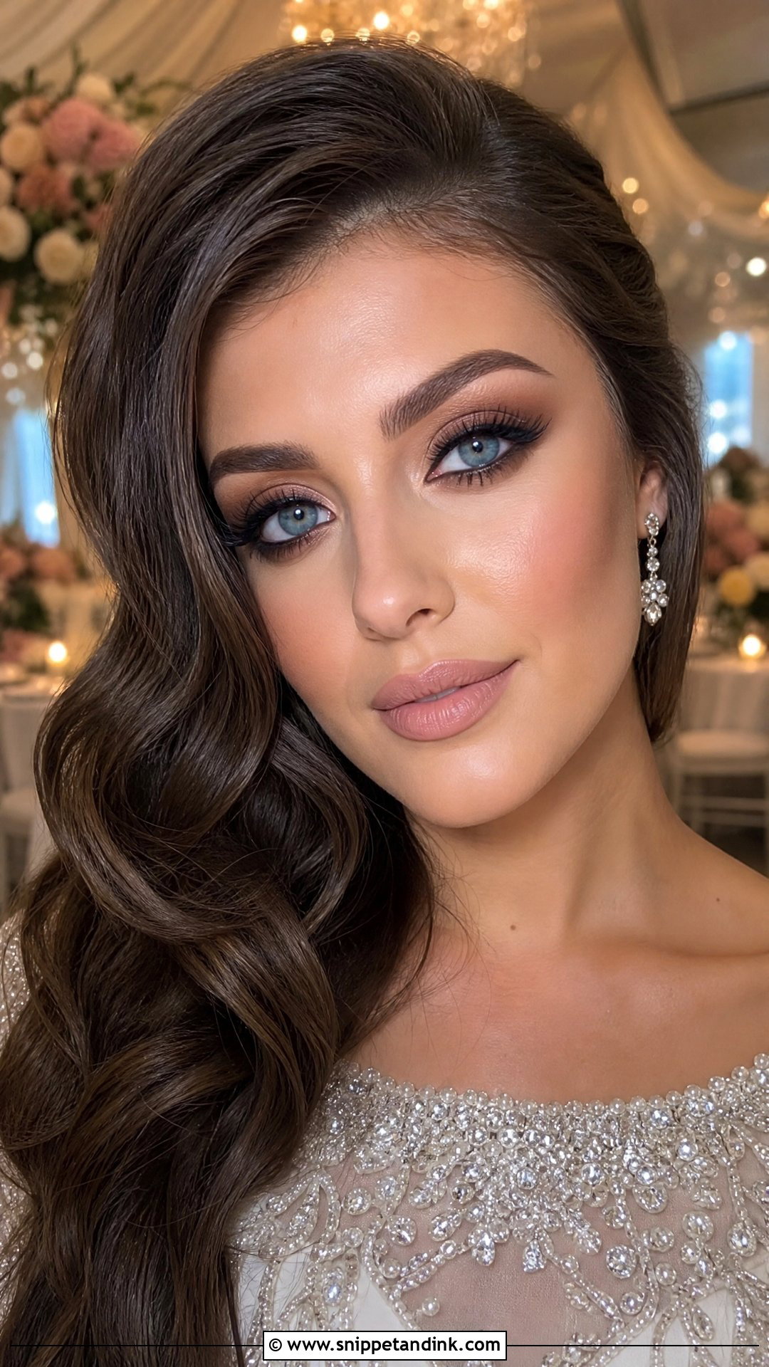 Brown Smokey Bridal Makeup For Blue Eyes - Snippet and Ink - 20 Blue Eye Bridal Makeup Ideas