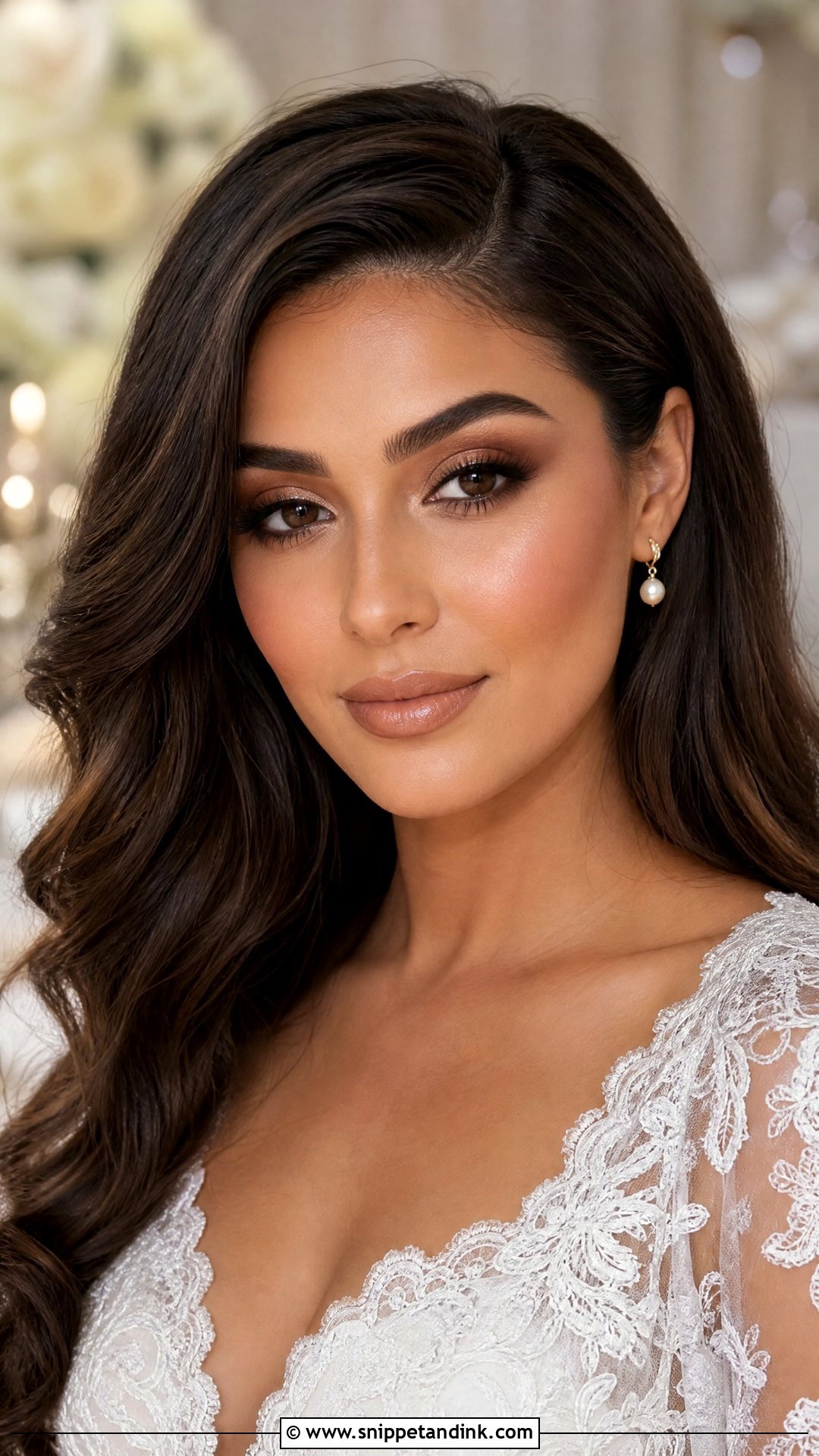 Brown Smokey Bridal Makeup With Nude Lip - Snippet and Ink - 20 Smokey Bridal Makeup Ideas