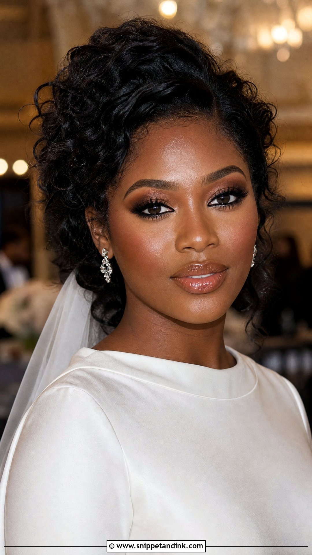 Brown Smokey Eye Wedding Makeup For Black Women - Snippet and Ink - 20 Black Woman Wedding Makeup Ideas
