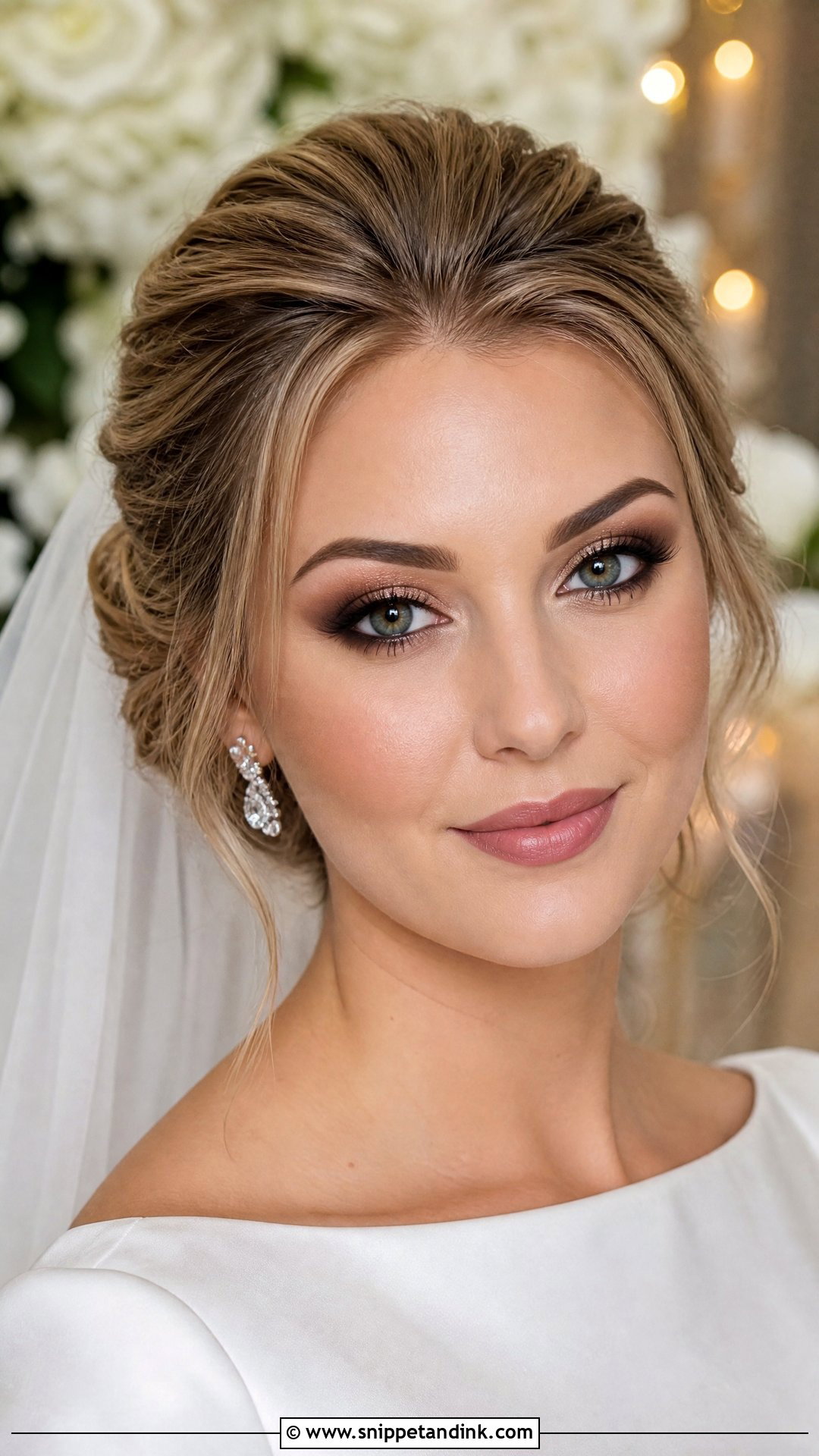 Brown Smokey Green Eye Bridal Makeup - Snippet and Ink - 20 Green Eye Bridal Makeup Ideas