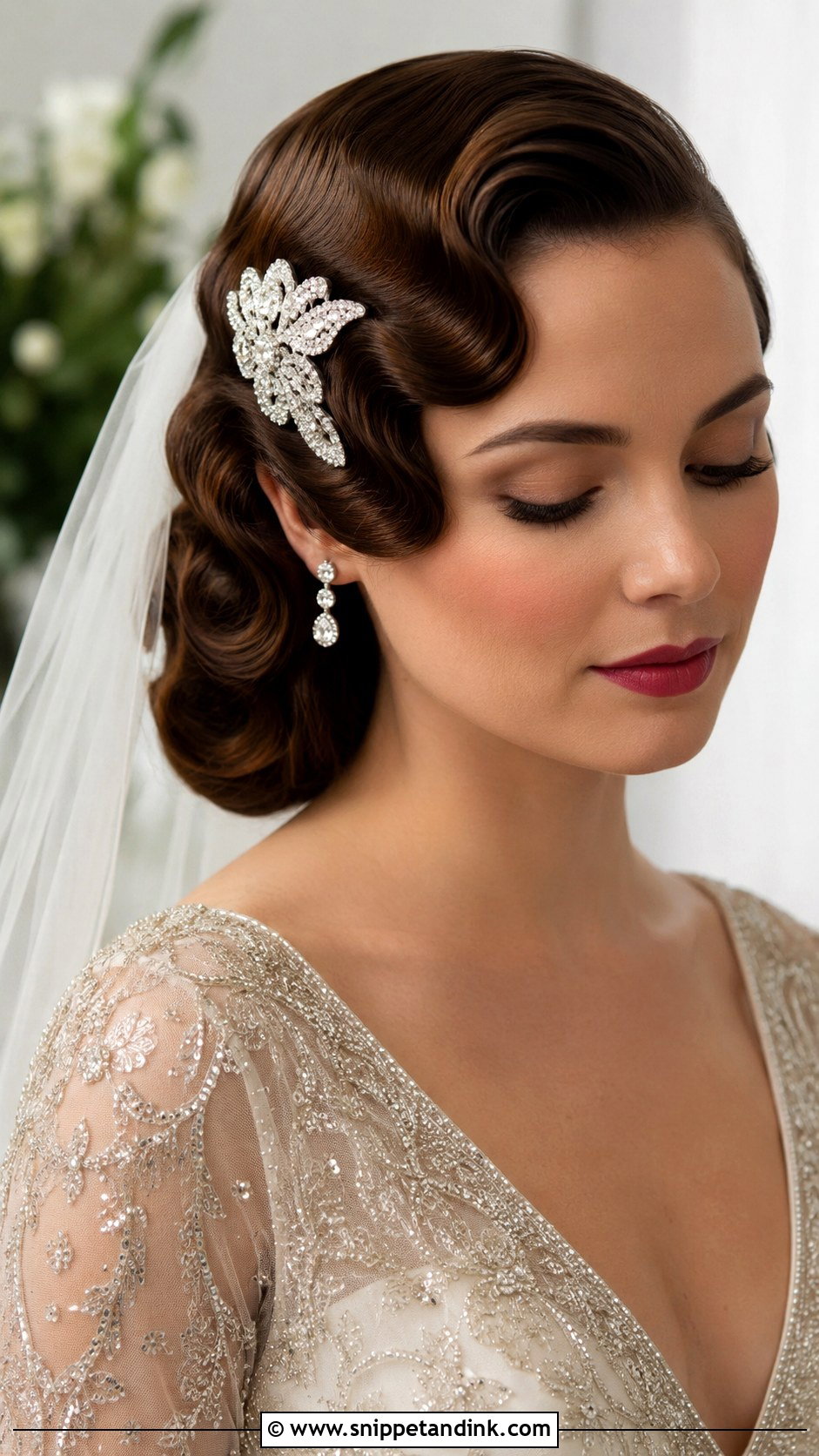 Brown Vintage Finger Waves - Snippet and Ink - 20 Brown Bridal Hair Ideas