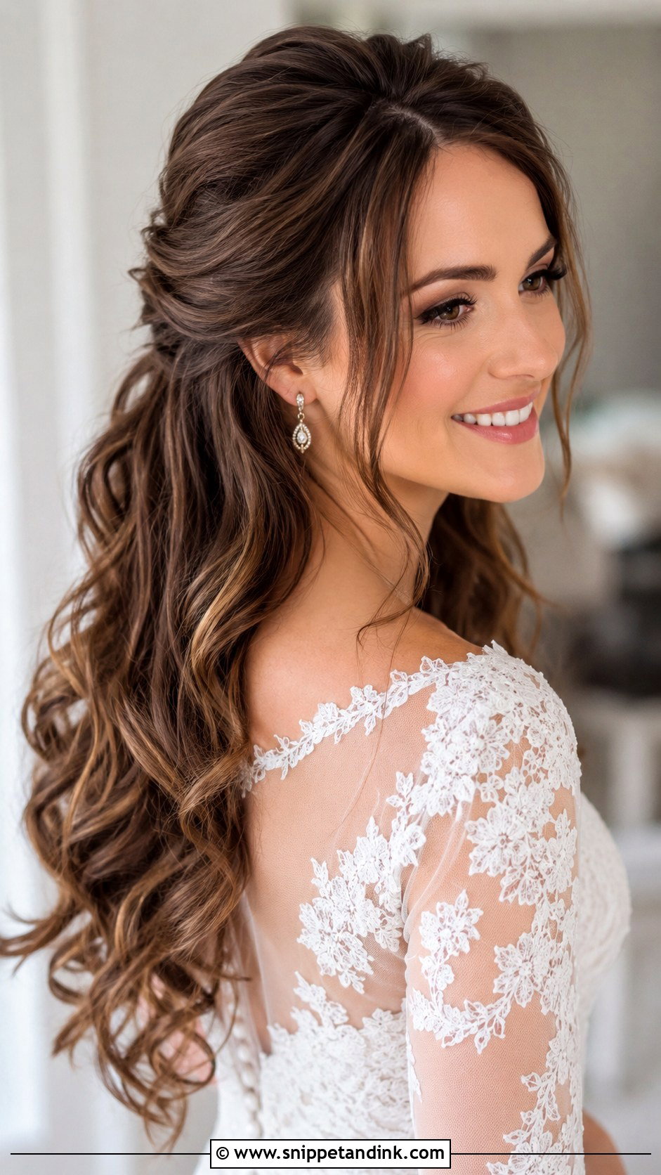 Brown Wedding Half Up Half Down Hair - Snippet and Ink - 20 Brown Wedding Hairstyles