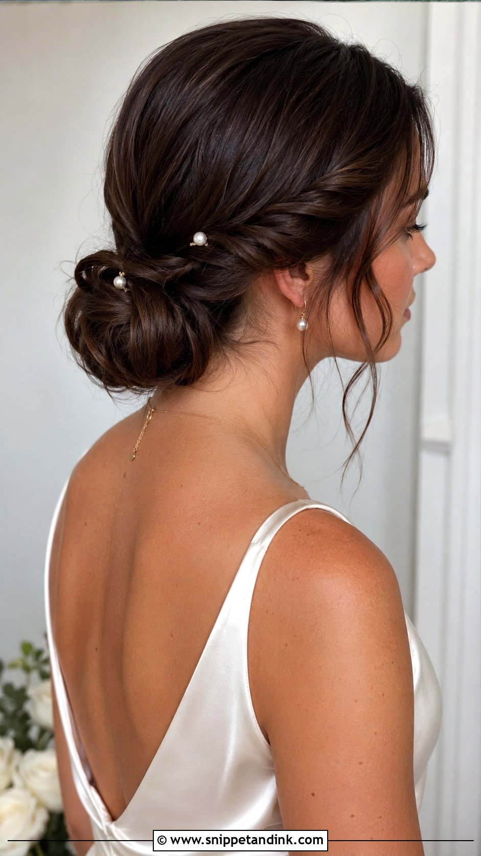 Brown Wedding Low Bun - Snippet and Ink - 20 Brown Wedding Hairstyles