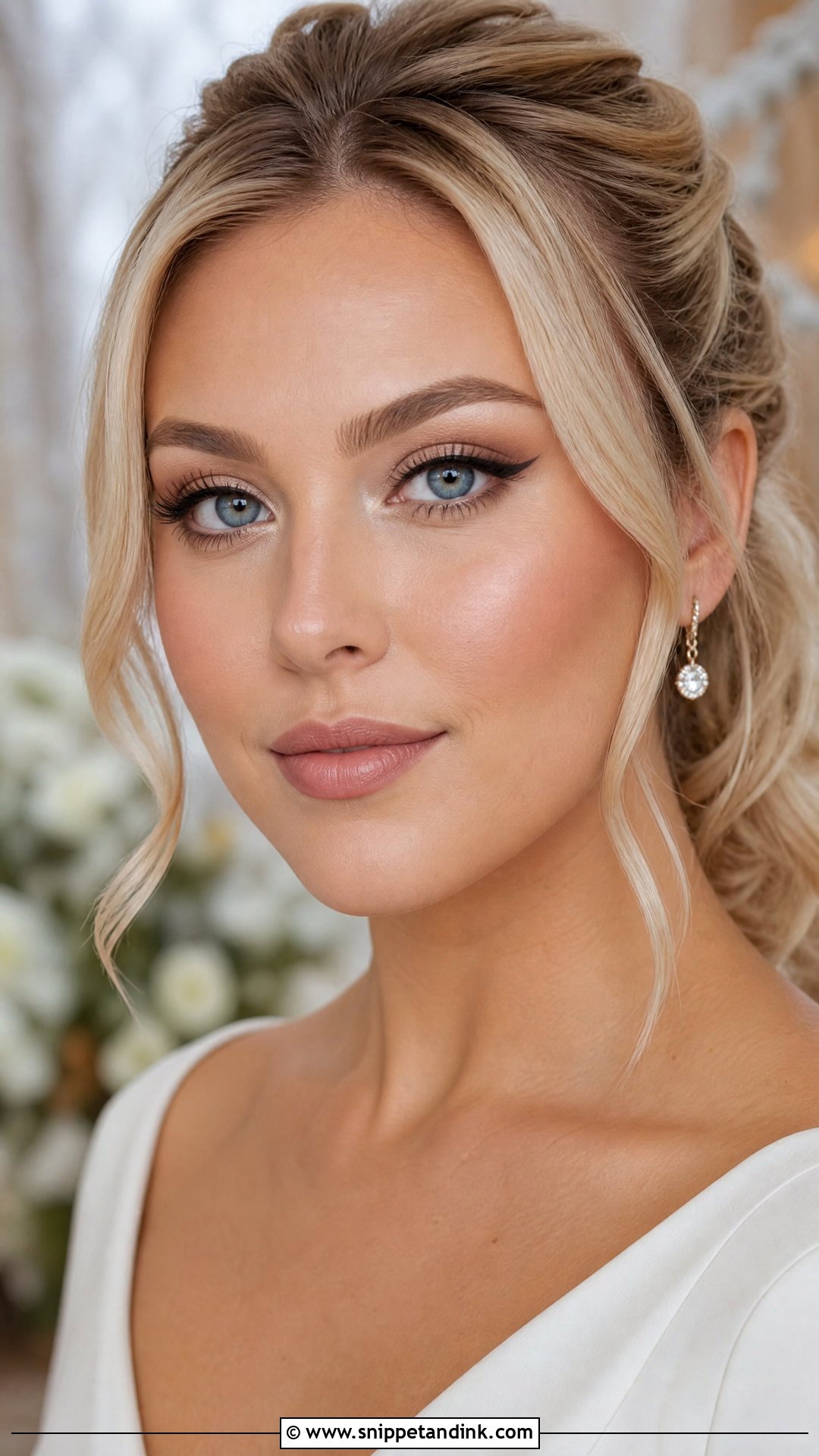 Brown Winged Liner Winter Wedding Makeup For Blue Eyes - Snippet and Ink - 20 Winter Wedding Makeup for Blue Eyes