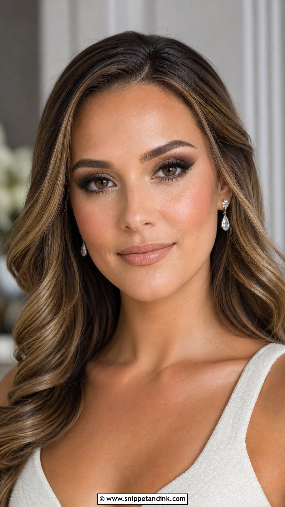 Brown Winged Smokey Eye Bride Makeup - Snippet and Ink - 20 Smokey Eye Bride Ideas