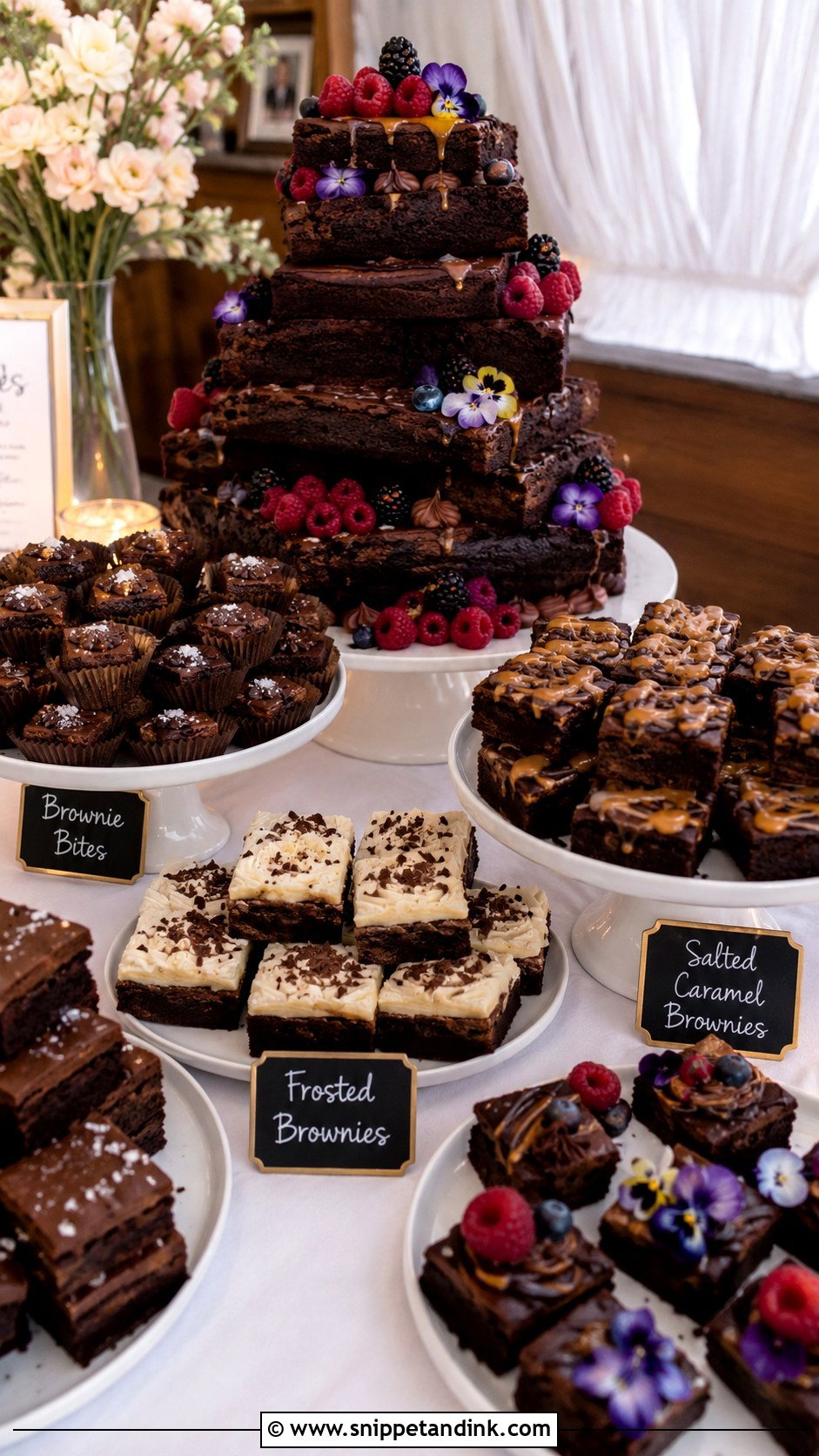 Brownie Wedding Cake Dessert Table - Snippet and Ink - 20 Wedding Brownie Cake Ideas