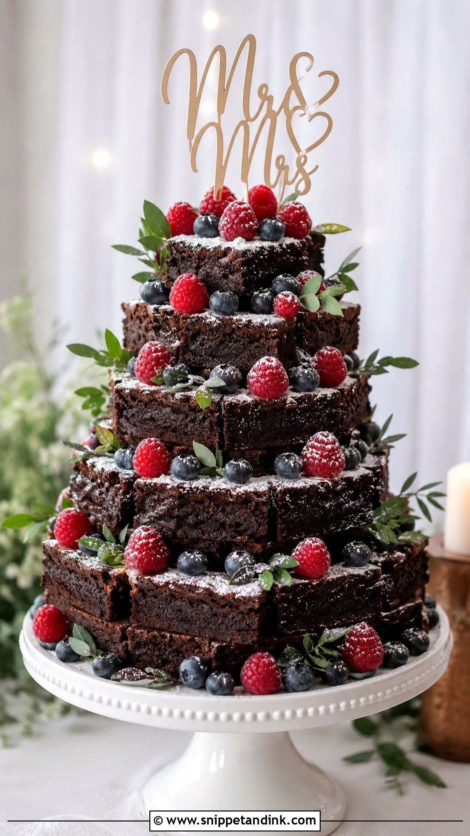 Brownie Wedding Cake Tower - Snippet and Ink - 20 Wedding Brownie Cake Ideas