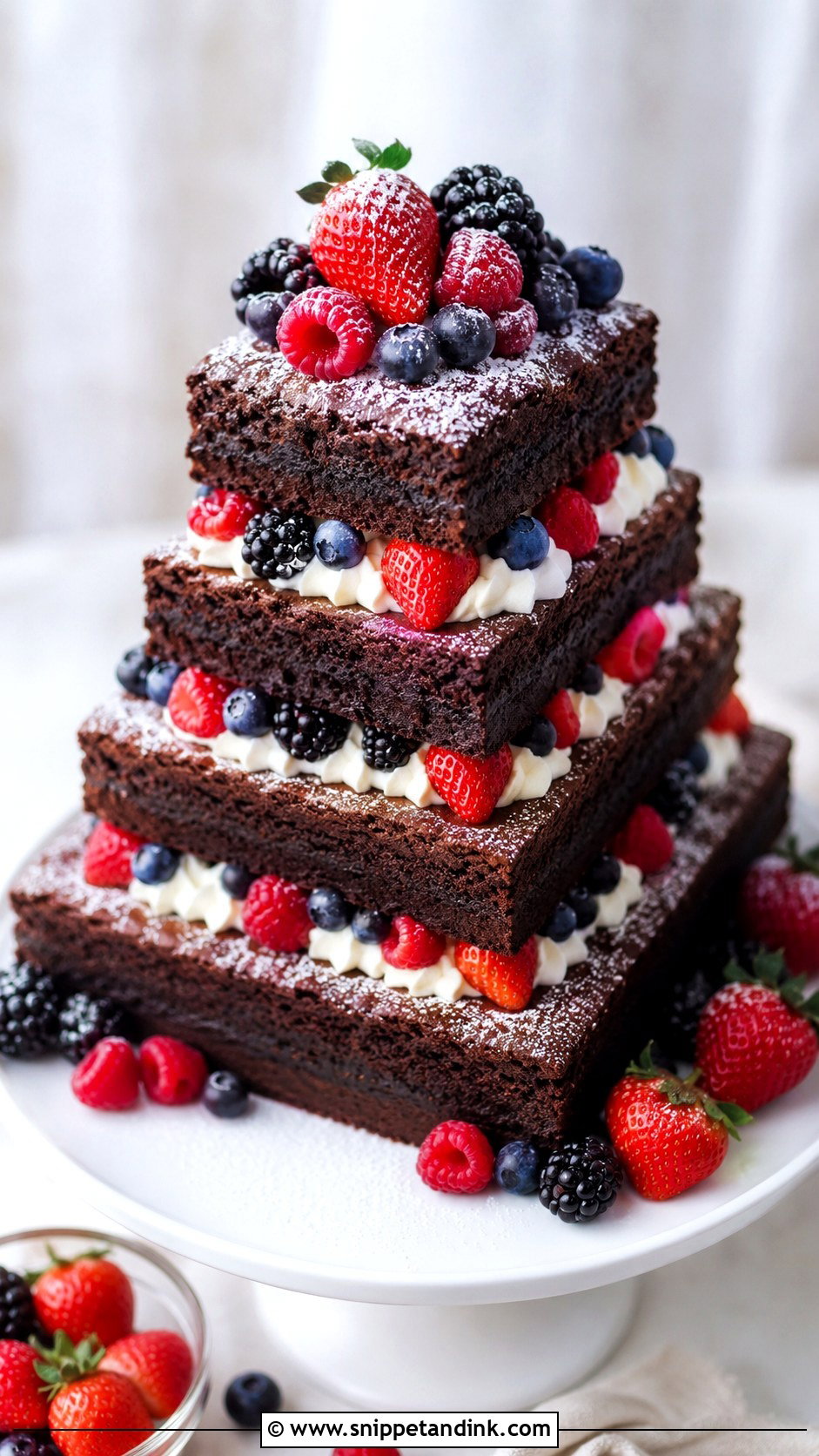 Brownie Wedding Cake With Berries - Snippet and Ink - 20 Wedding Brownie Cake Ideas