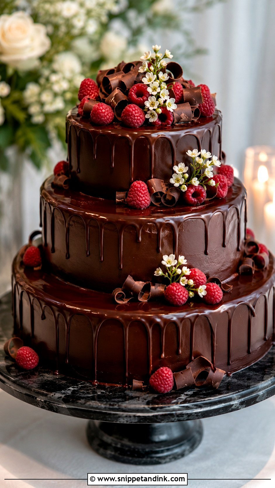 Brownie Wedding Cake With Chocolate Ganache - Snippet and Ink - 20 Wedding Brownie Cake Ideas