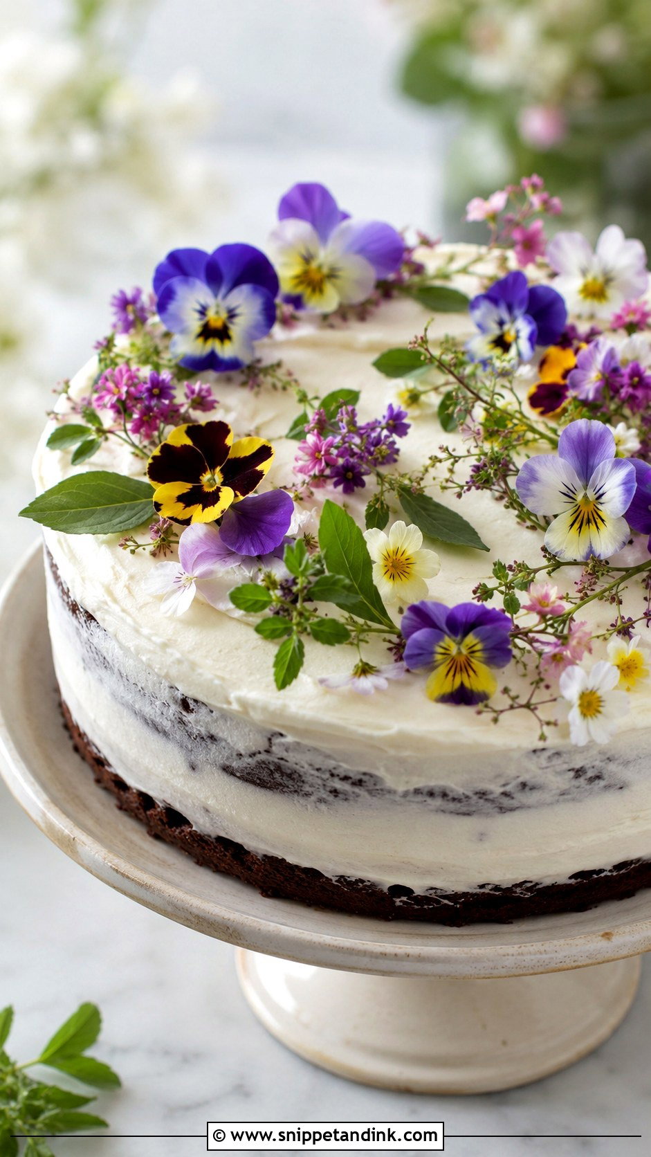 Brownie Wedding Cake With Edible Flowers - Snippet and Ink - 20 Wedding Brownie Cake Ideas