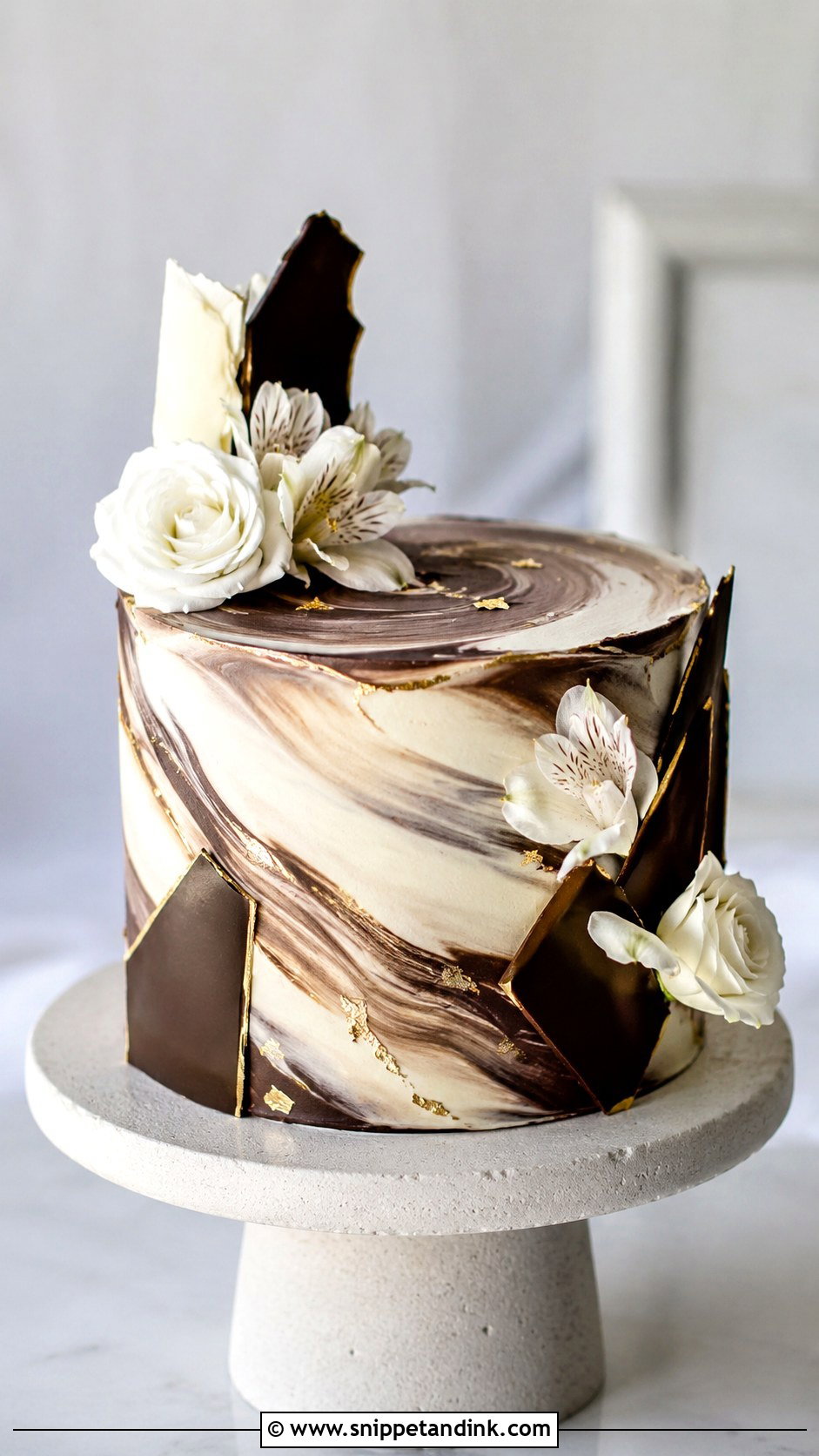 Brownie Wedding Cake With Marble Frosting - Snippet and Ink - 20 Wedding Brownie Cake Ideas