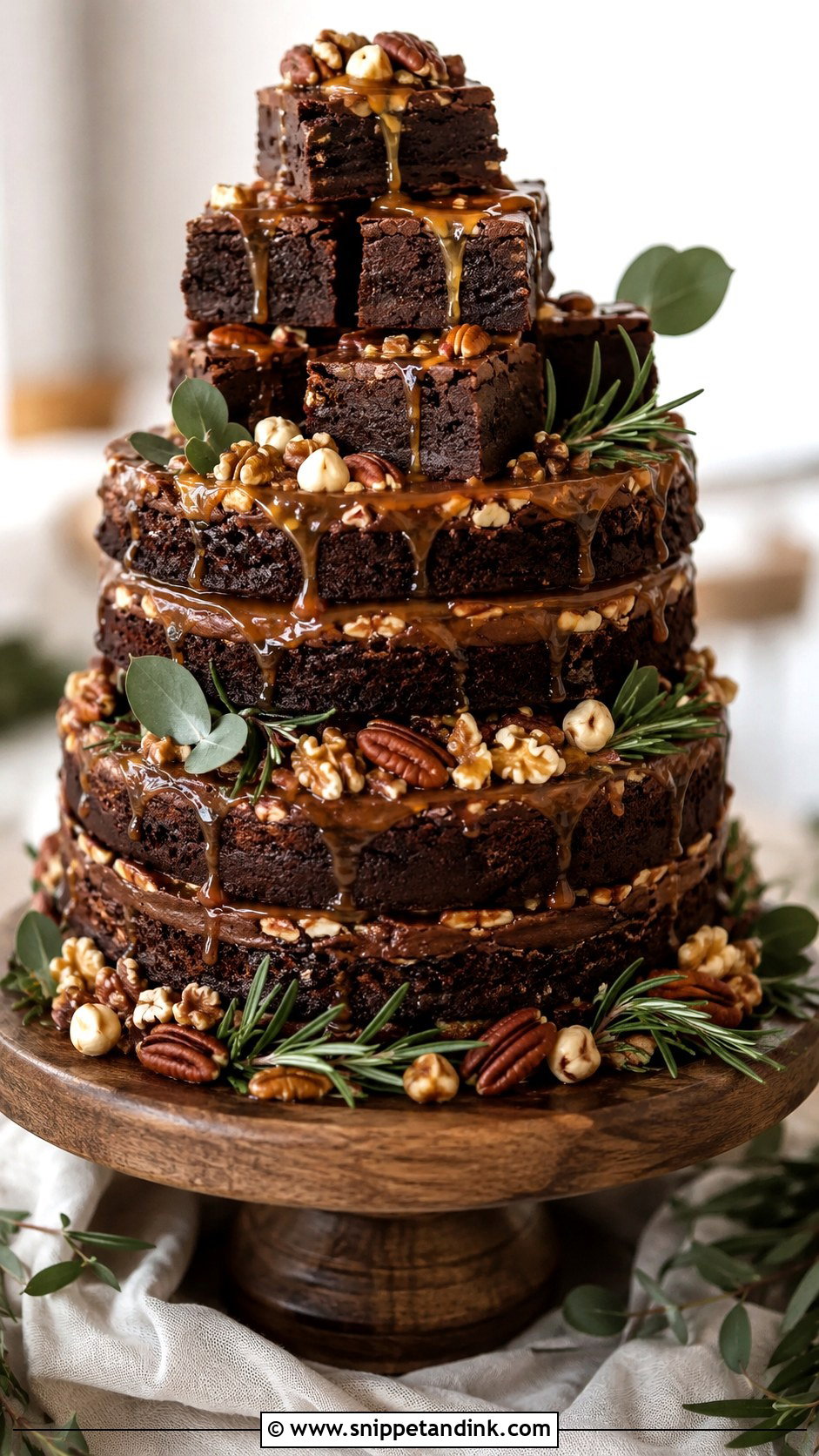 Brownie Wedding Cake With Nuts - Snippet and Ink - 20 Wedding Brownie Cake Ideas