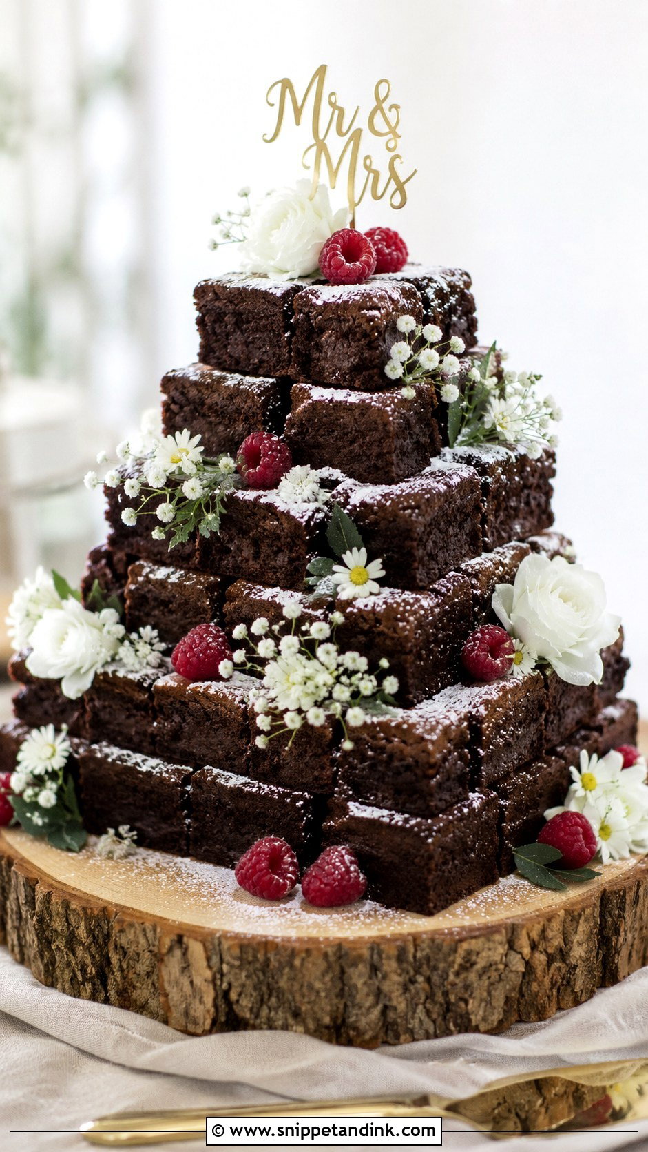 Brownie Wedding Cake With Powdered Sugar - Snippet and Ink - 20 Wedding Brownie Cake Ideas