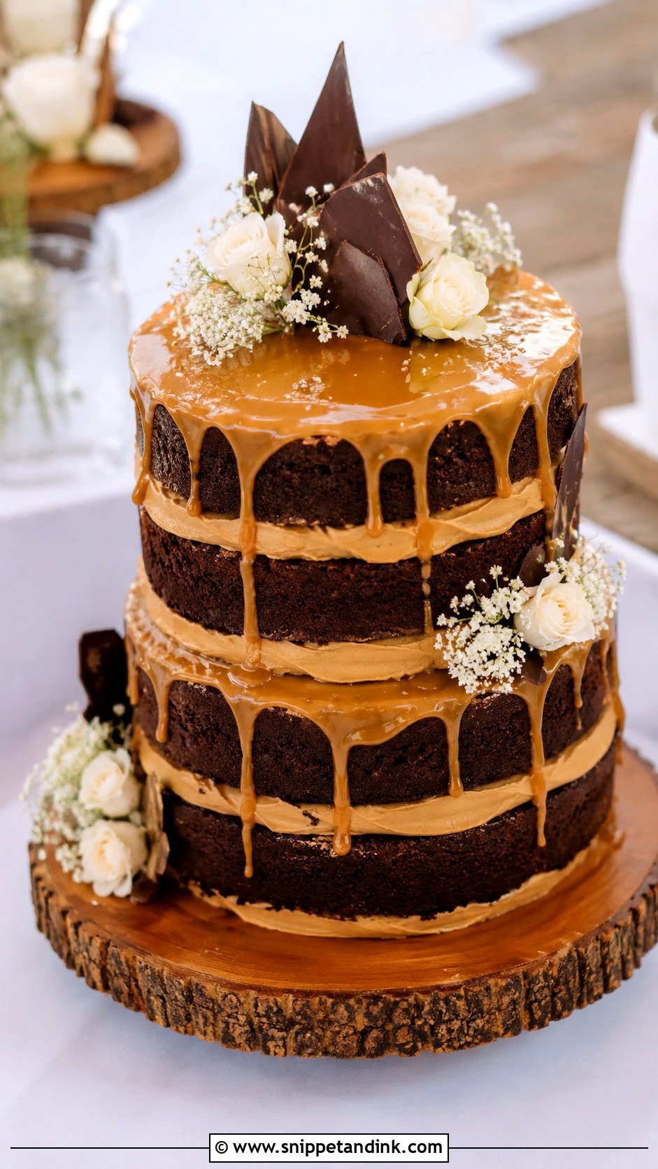 Brownie Wedding Cake With Salted Caramel - Snippet and Ink - 20 Wedding Brownie Cake Ideas