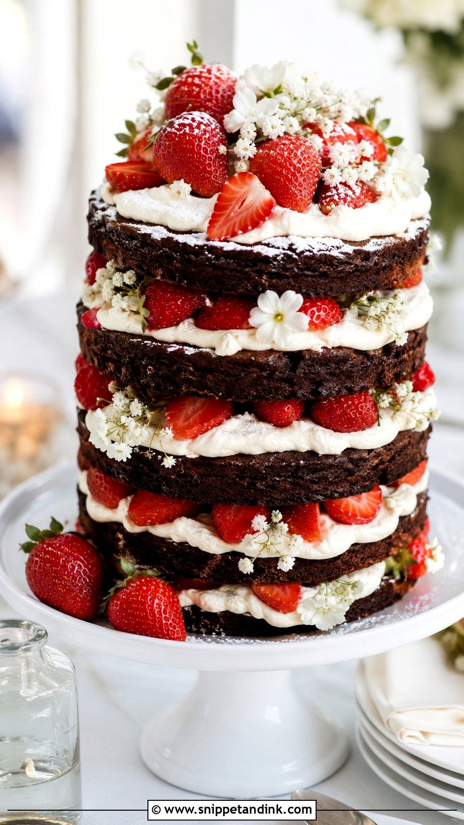 Brownie Wedding Cake With Strawberries - Snippet and Ink - 20 Wedding Brownie Cake Ideas