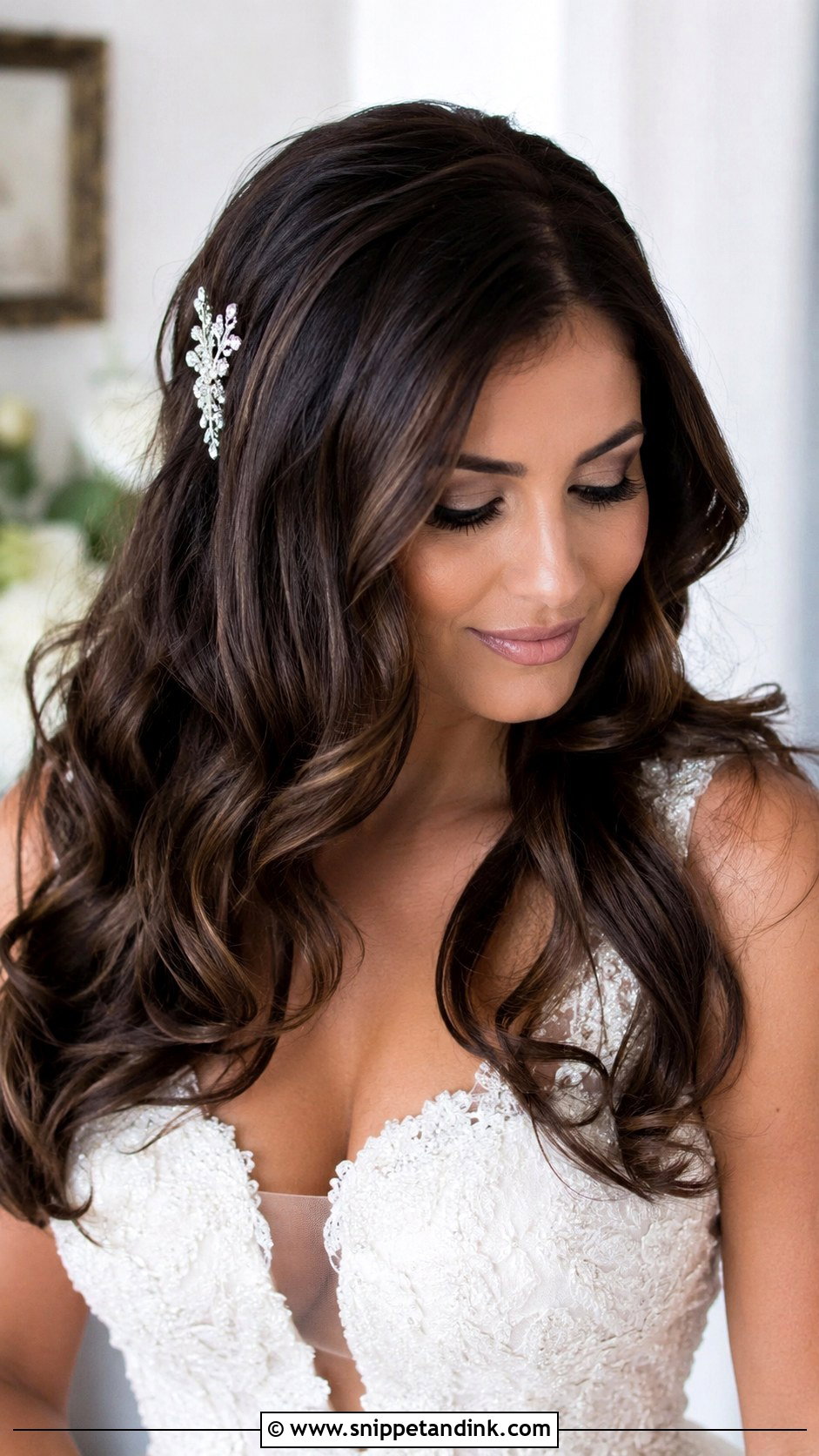 Brunette Beach Waves Bridal Hair - Snippet and Ink - 20 Beach Waves Bridal Hair