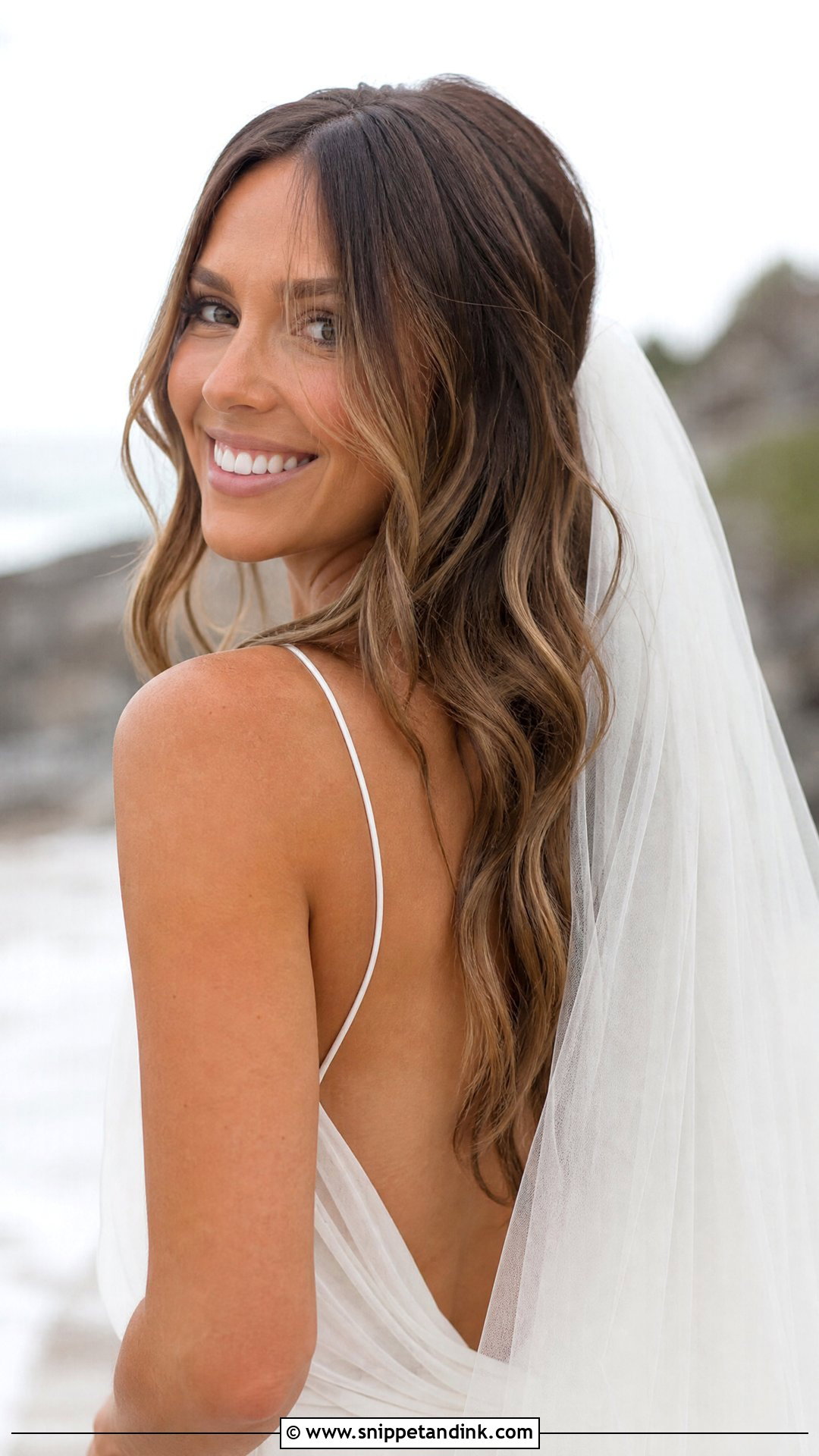 Brunette Beach Waves Wedding Hair Down - Snippet and Ink - 15 Brunette Wedding Hairstyles Down