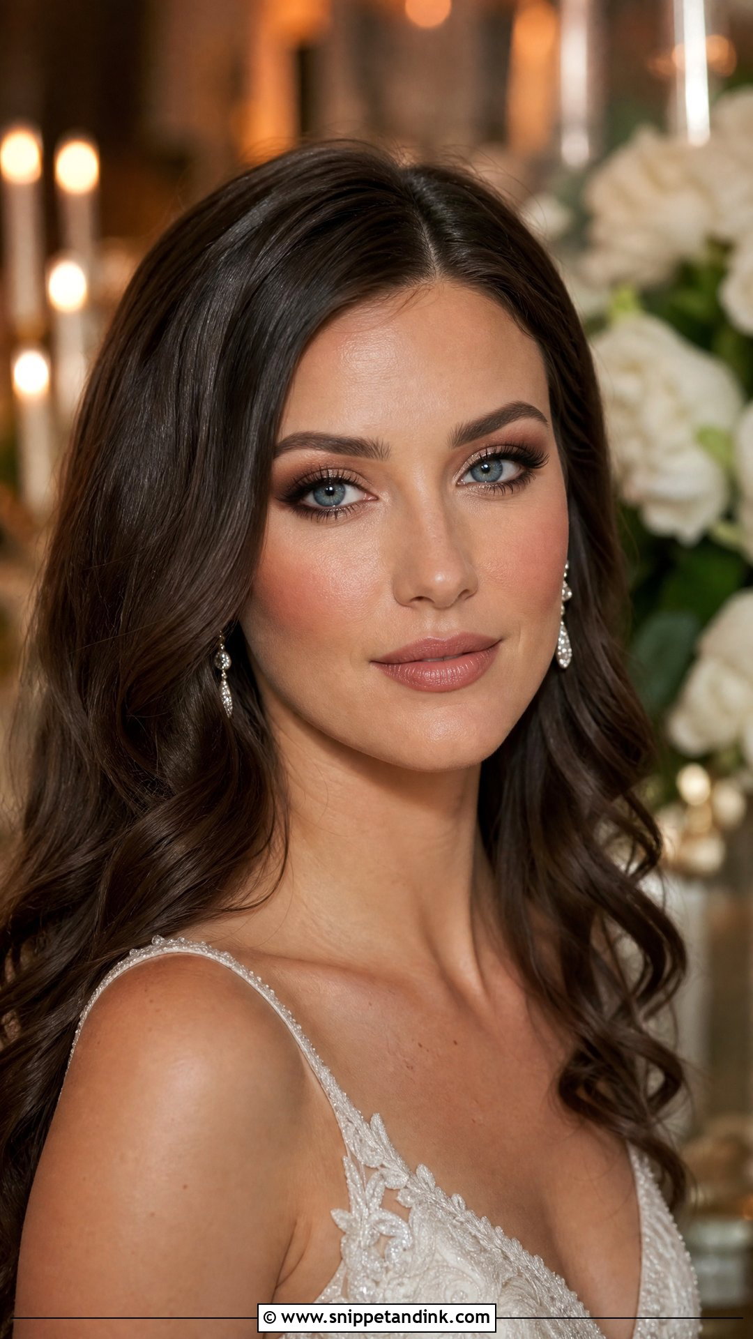 Brunette Blue Eye Wedding Makeup - Snippet and Ink - 20 Blue Eye Wedding Makeup Ideas