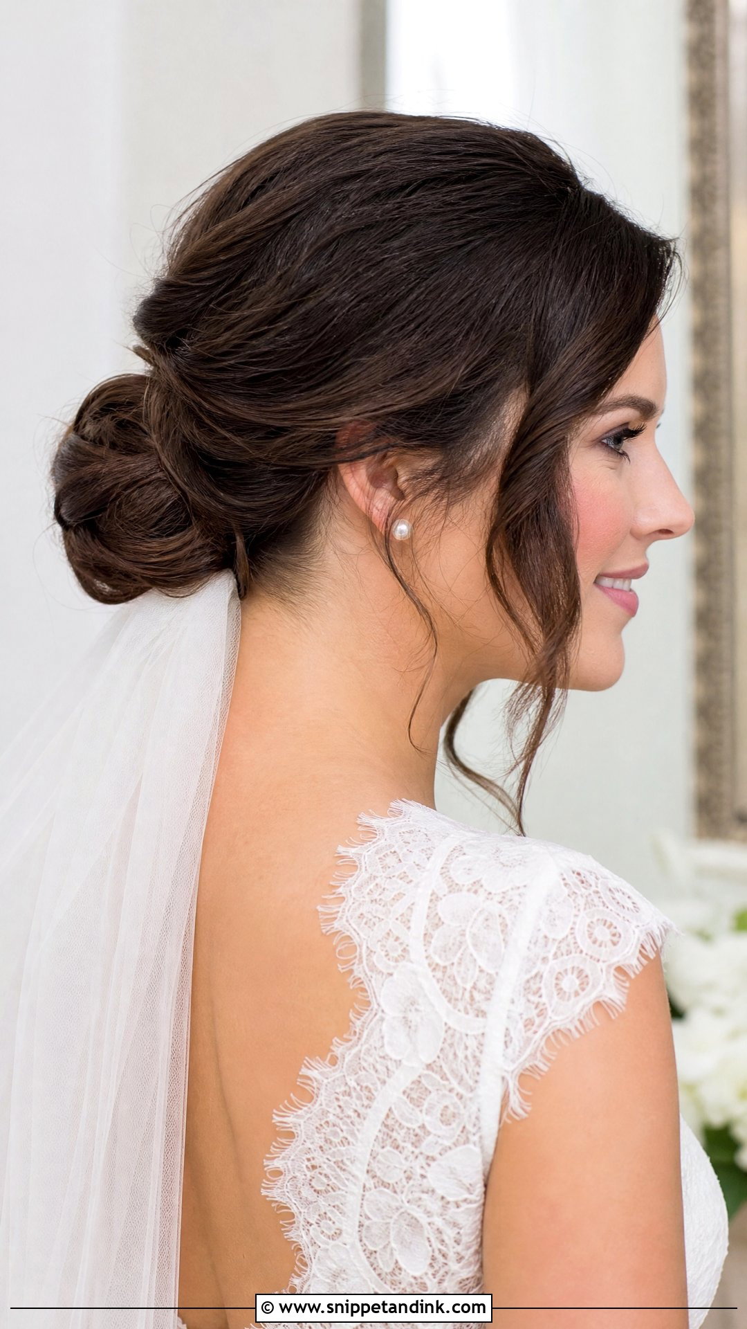 Brunette Bridal Chignon - Snippet and Ink - 15 Brunette Bridal Hairstyles