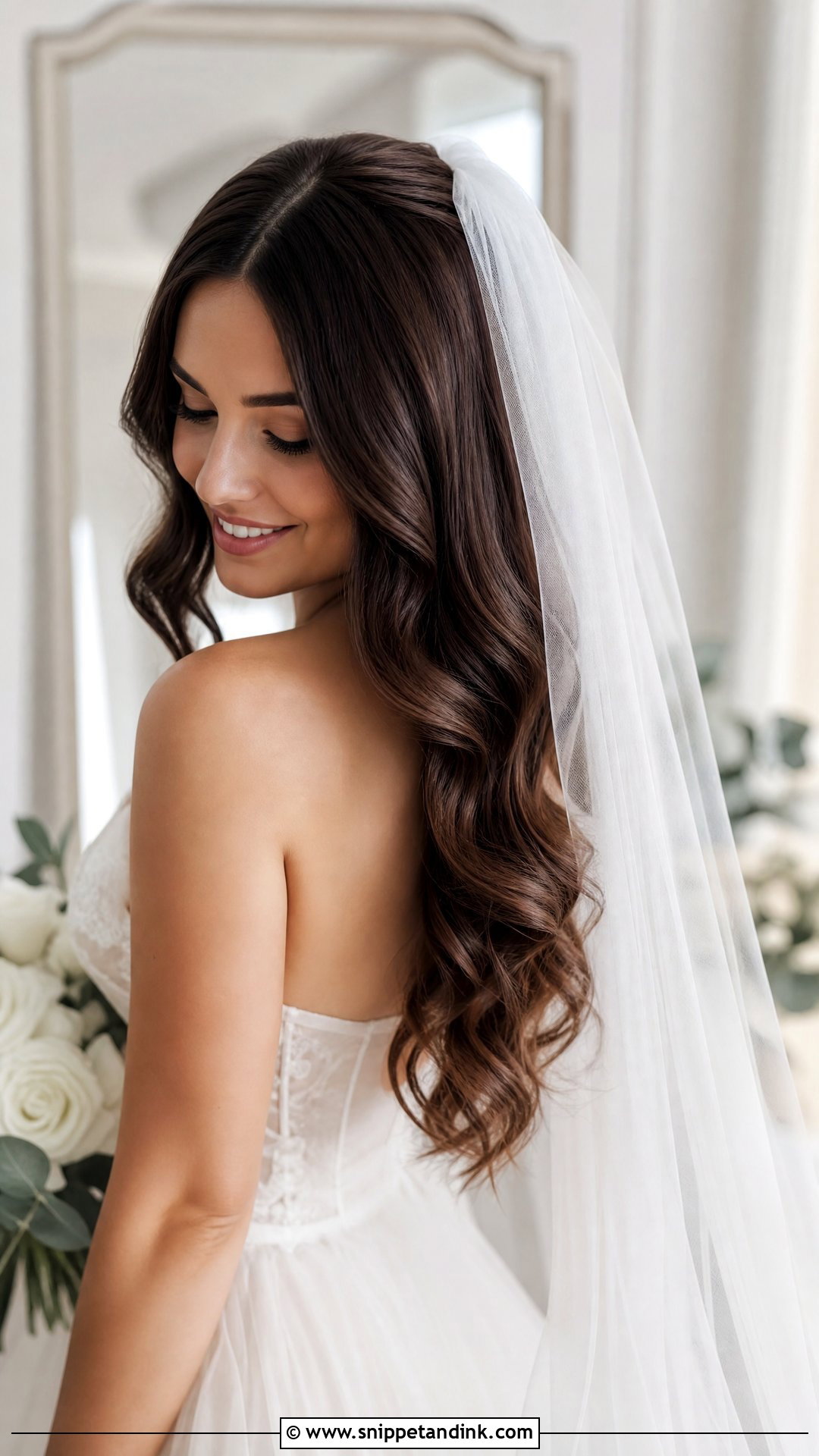 Brunette Bridal Hair Down With Veil - Snippet and Ink - 15 Brunette Bridal Hair Down Ideas