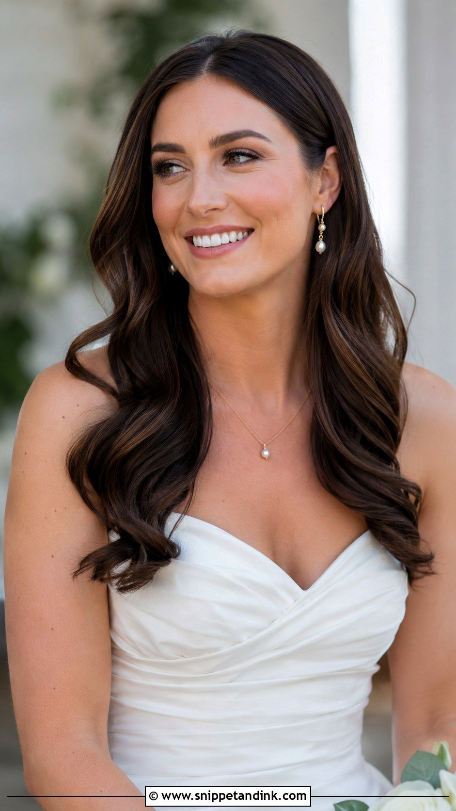 Brunette Bridal Hair Down - Snippet and Ink - 30 Bride Hair Down Ideas